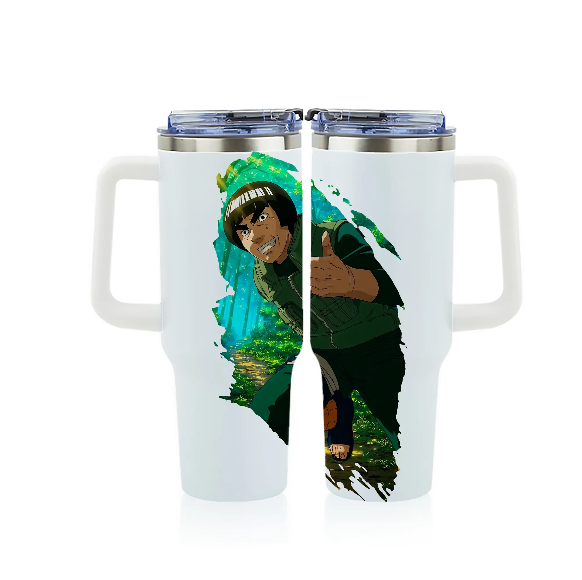 ナルト グッズ マイト・ガイ - 1200mL フルプリント車用タンブラー ・ 304ステンレス 内側 ・ 201ステンレス 外側 ・ 保温 保冷 ・ 通勤 ドライブ アウトドア用