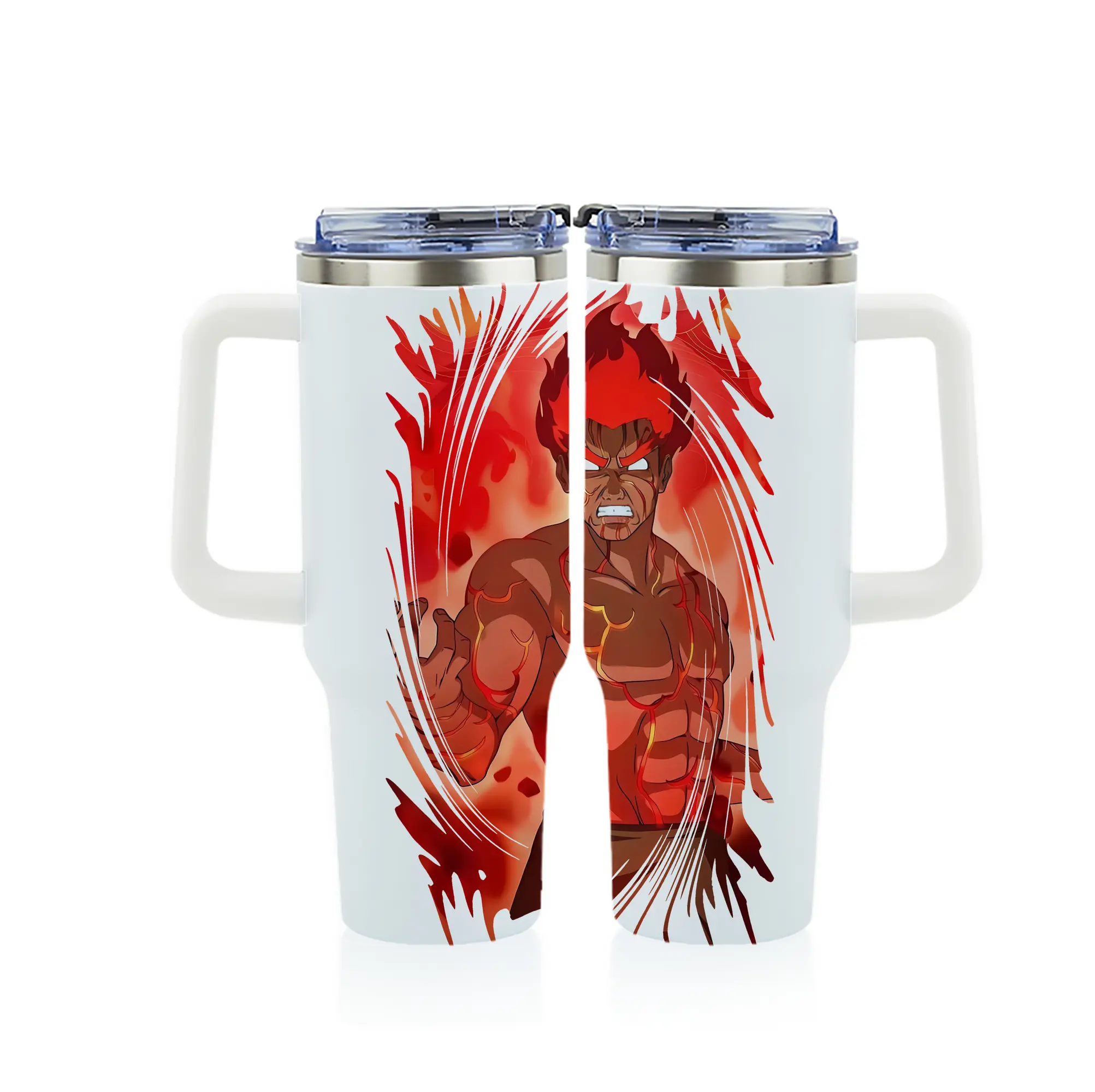 ナルト グッズ マイト・ガイ - 1200mL フルプリント車用タンブラー ・ 304ステンレス 内側 ・ 201ステンレス 外側 ・ 保温 保冷 ・ 通勤 ドライブ アウトドア用