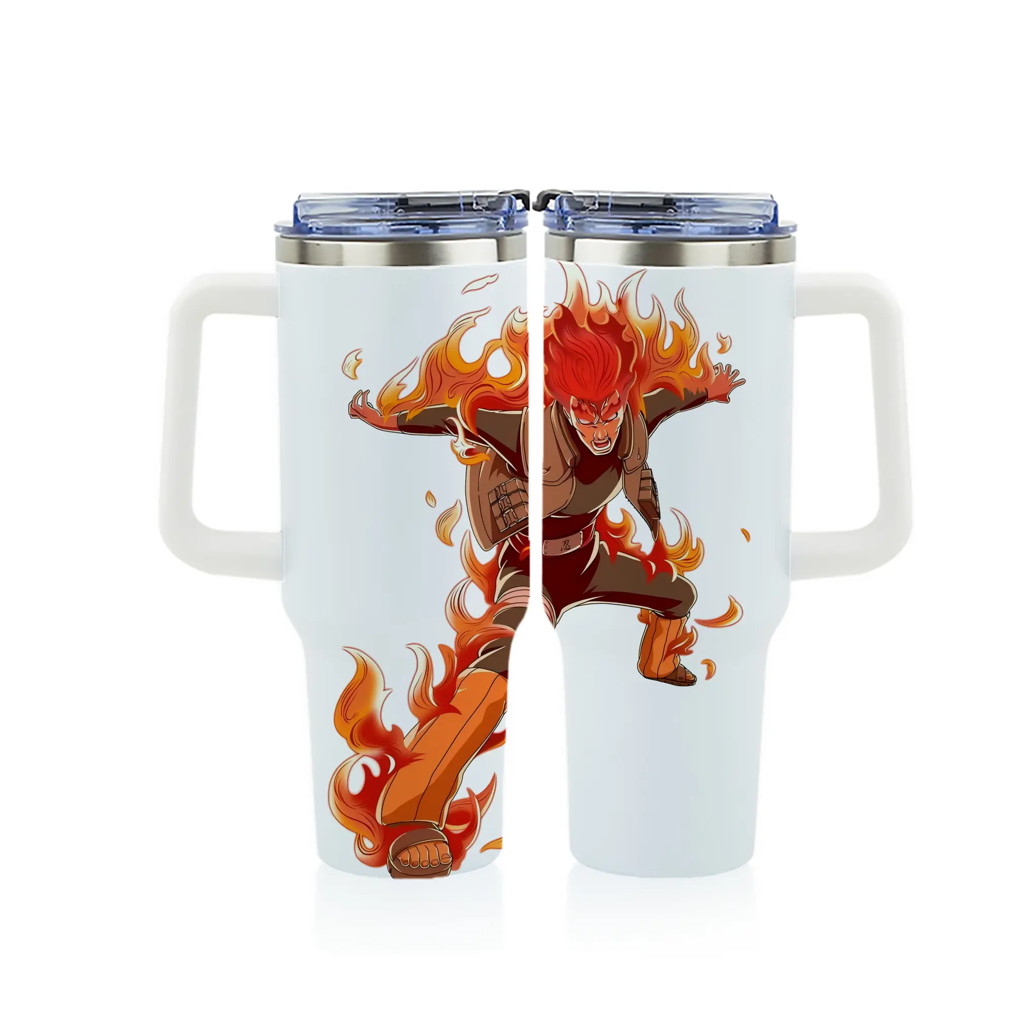 ナルト グッズ マイト・ガイ - 1200mL フルプリント車用タンブラー ・ 304ステンレス 内側 ・ 201ステンレス 外側 ・ 保温 保冷 ・ 通勤 ドライブ アウトドア用