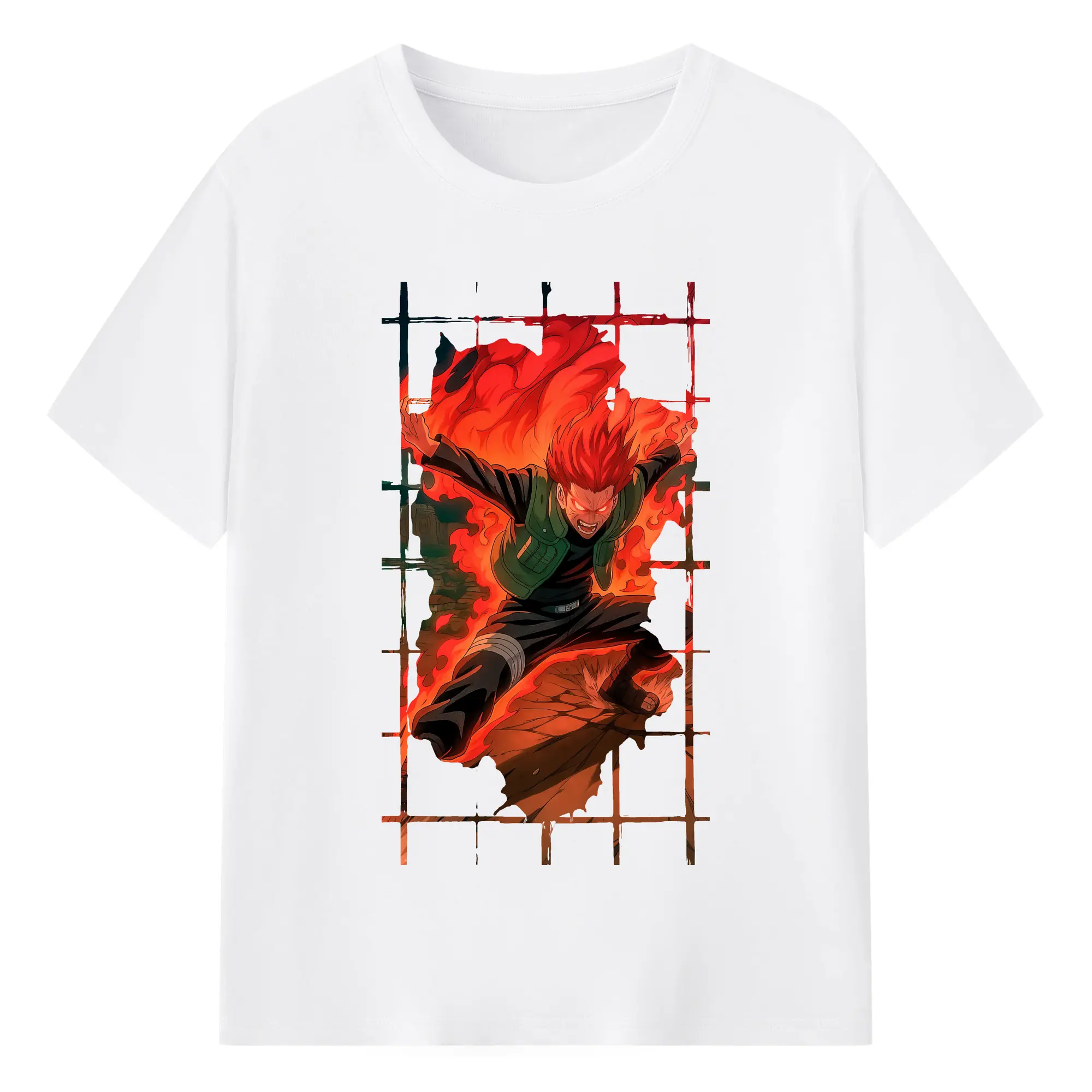 ナルト グッズ マイト・ガイ - 綿100％ 半袖Tシャツ ・ フロントプリント ・ 快適 通気性 ・ 日常使い 散歩 スポーツ用