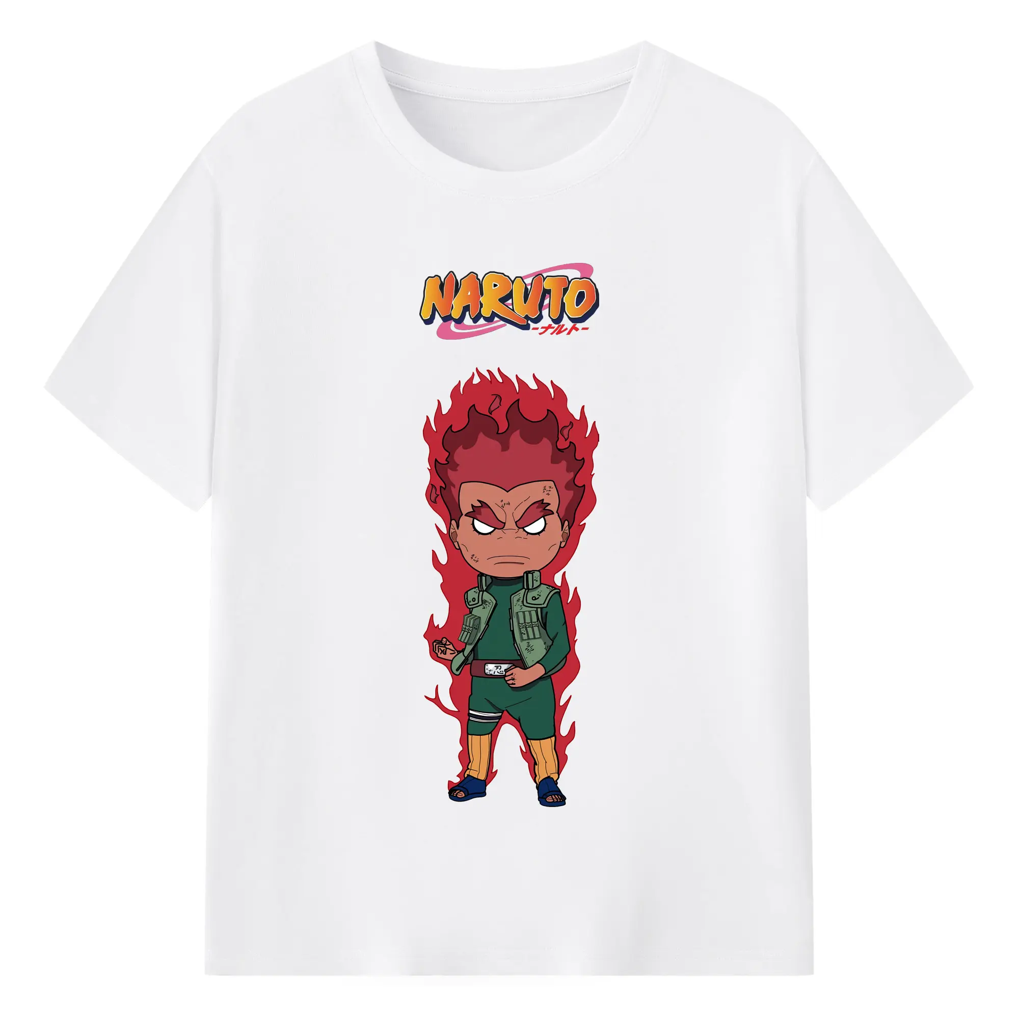 ナルト グッズ マイト・ガイ - 綿100％ 半袖Tシャツ ・ フロントプリント ・ 快適 通気性 ・ 日常使い 散歩 スポーツ用