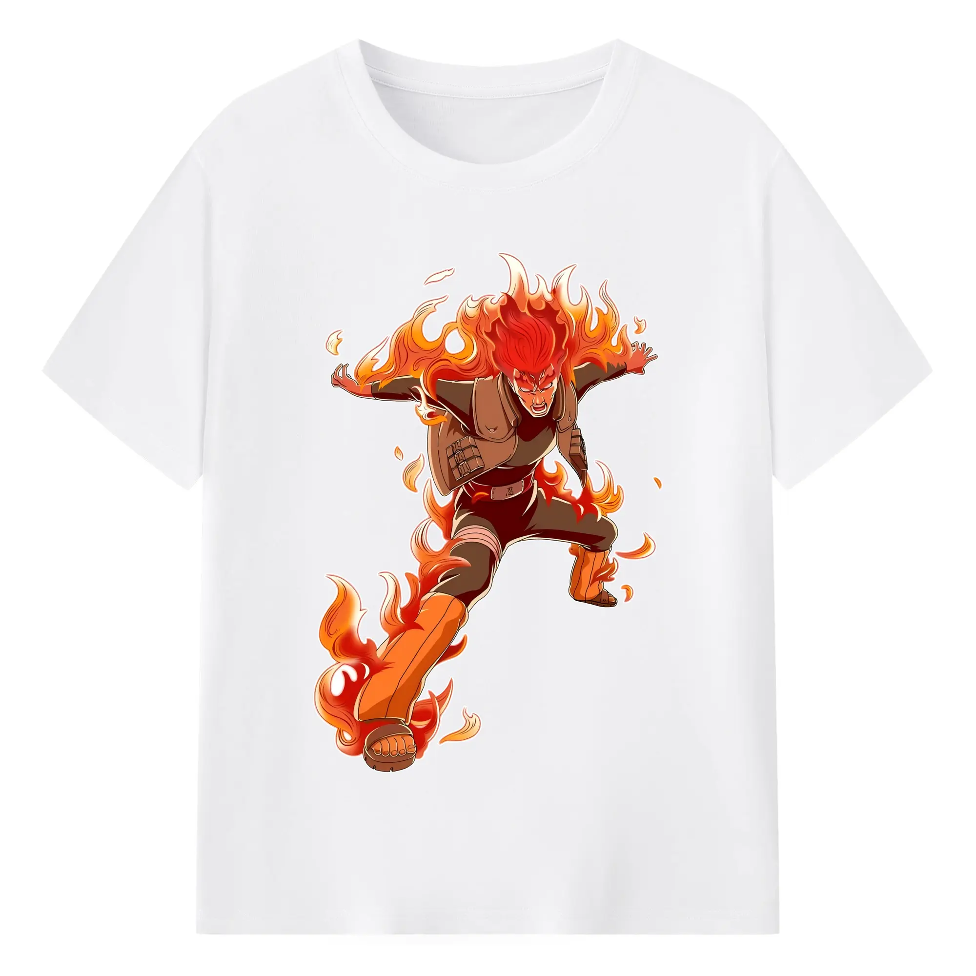 ナルト グッズ マイト・ガイ - 綿100％ 半袖Tシャツ ・ フロントプリント ・ 快適 通気性 ・ 日常使い 散歩 スポーツ用