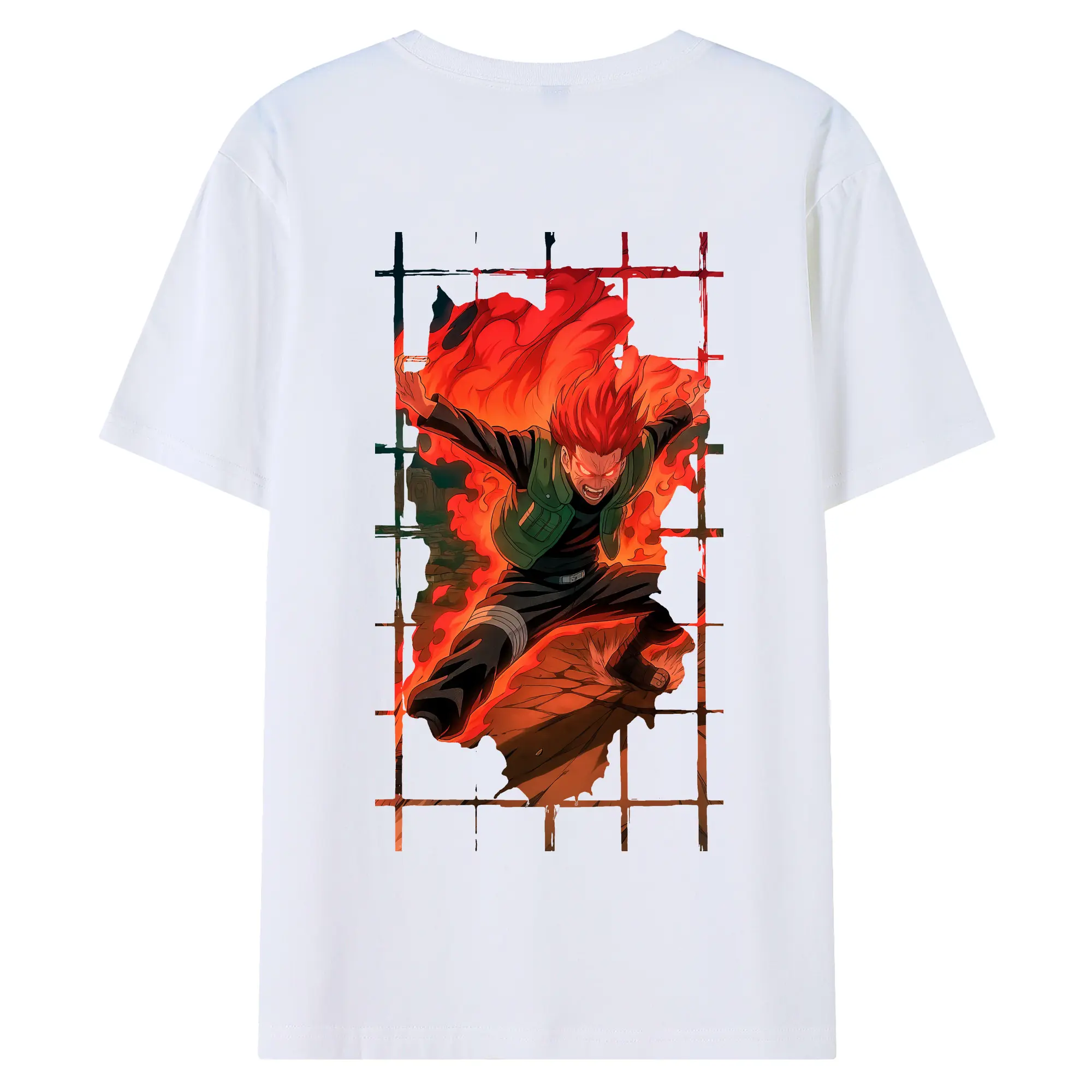 ナルト グッズ マイト・ガイ - 綿100％ 半袖Tシャツ ・ バックプリント ・ 快適 通気性 ・ 日常使い 散歩 スポーツ用