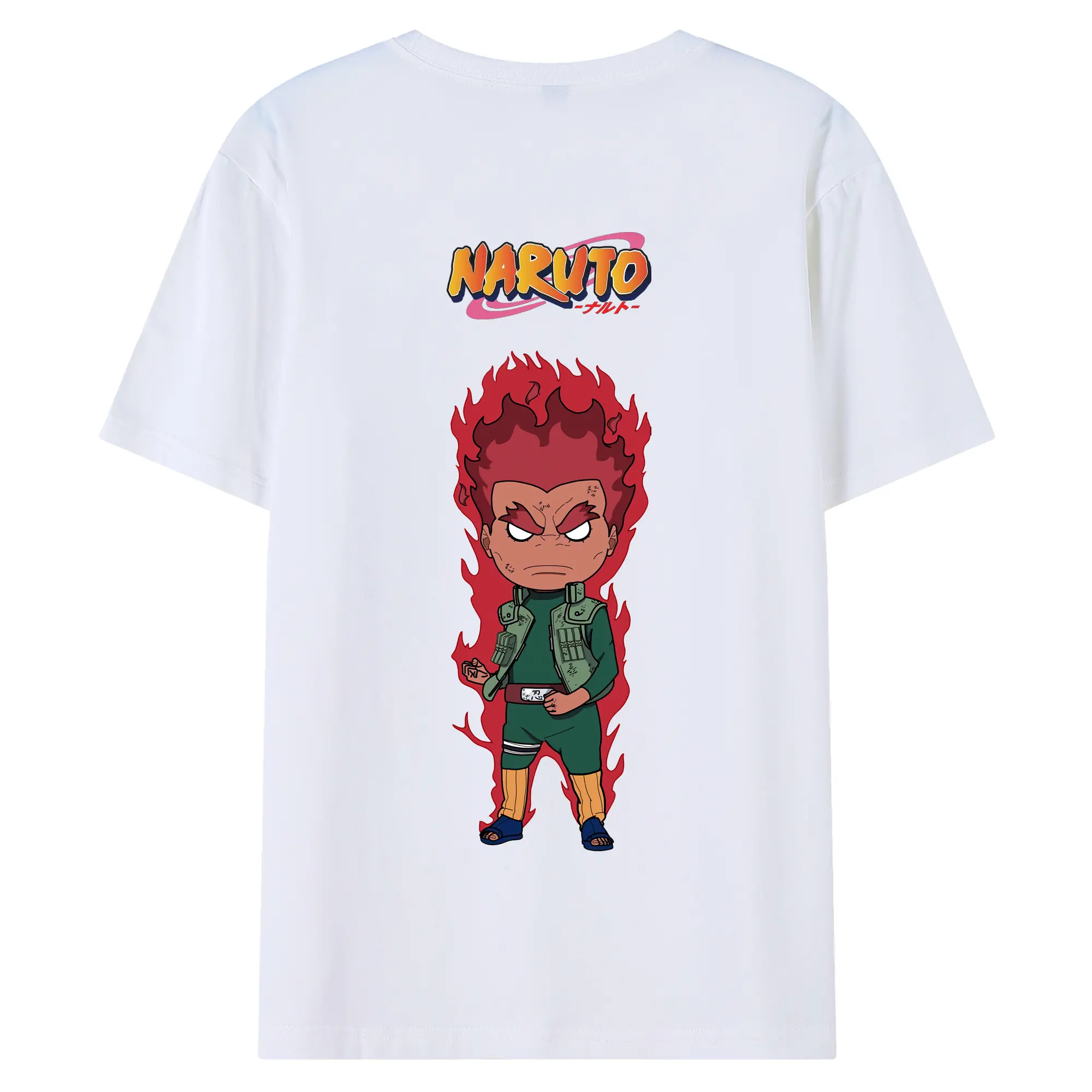 ナルト グッズ マイト・ガイ - 綿100％ 半袖Tシャツ ・ バックプリント ・ 快適 通気性 ・ 日常使い 散歩 スポーツ用