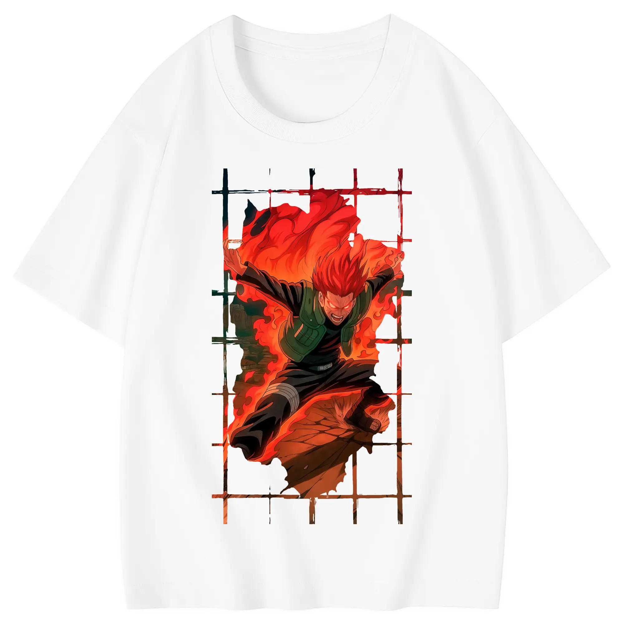 ナルト グッズ マイト・ガイ - 綿100％ キッズTシャツ ・ フロントプリント ・ 快適 通気性 ・ スポーツ カジュアル 散歩用