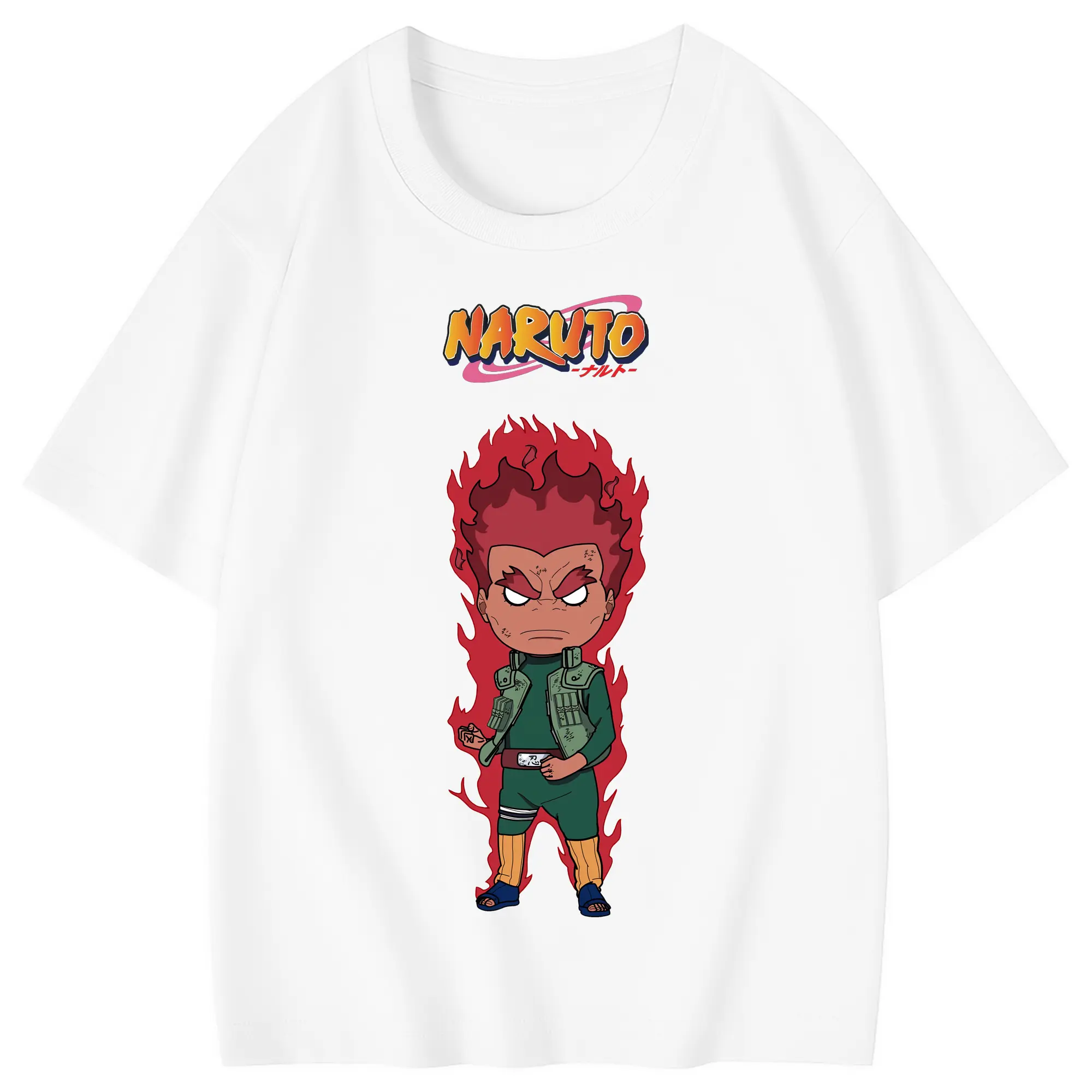 ナルト グッズ マイト・ガイ - 綿100％ キッズTシャツ ・ フロントプリント ・ 快適 通気性 ・ スポーツ カジュアル 散歩用