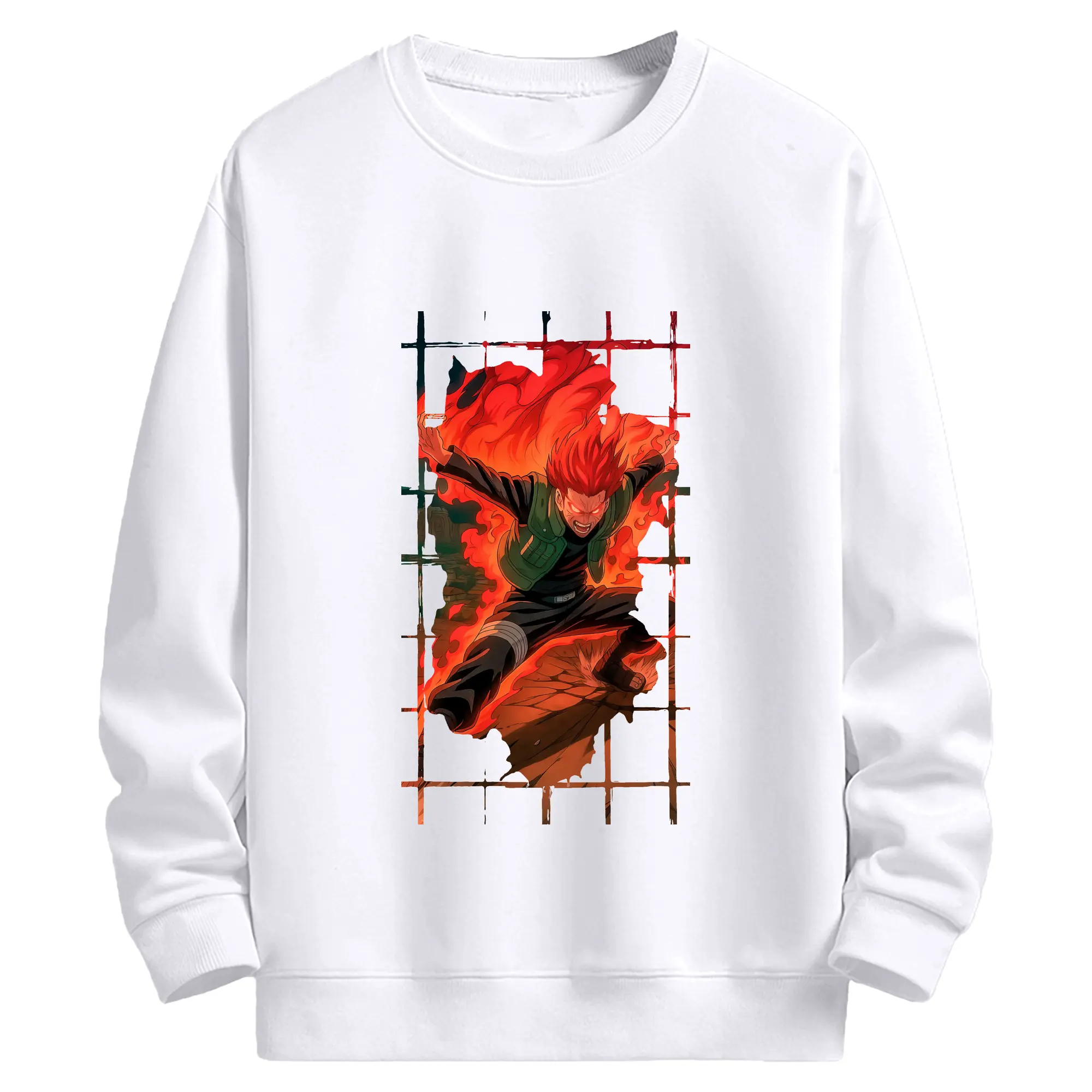 ナルト グッズ マイト・ガイ - 高品質 クルーネック スウェット ・ コットン59％ ポリエステル41％ ・ ユニセックス 長袖 トレーナー ・ カジュアル デイリー スポーツ 散歩用