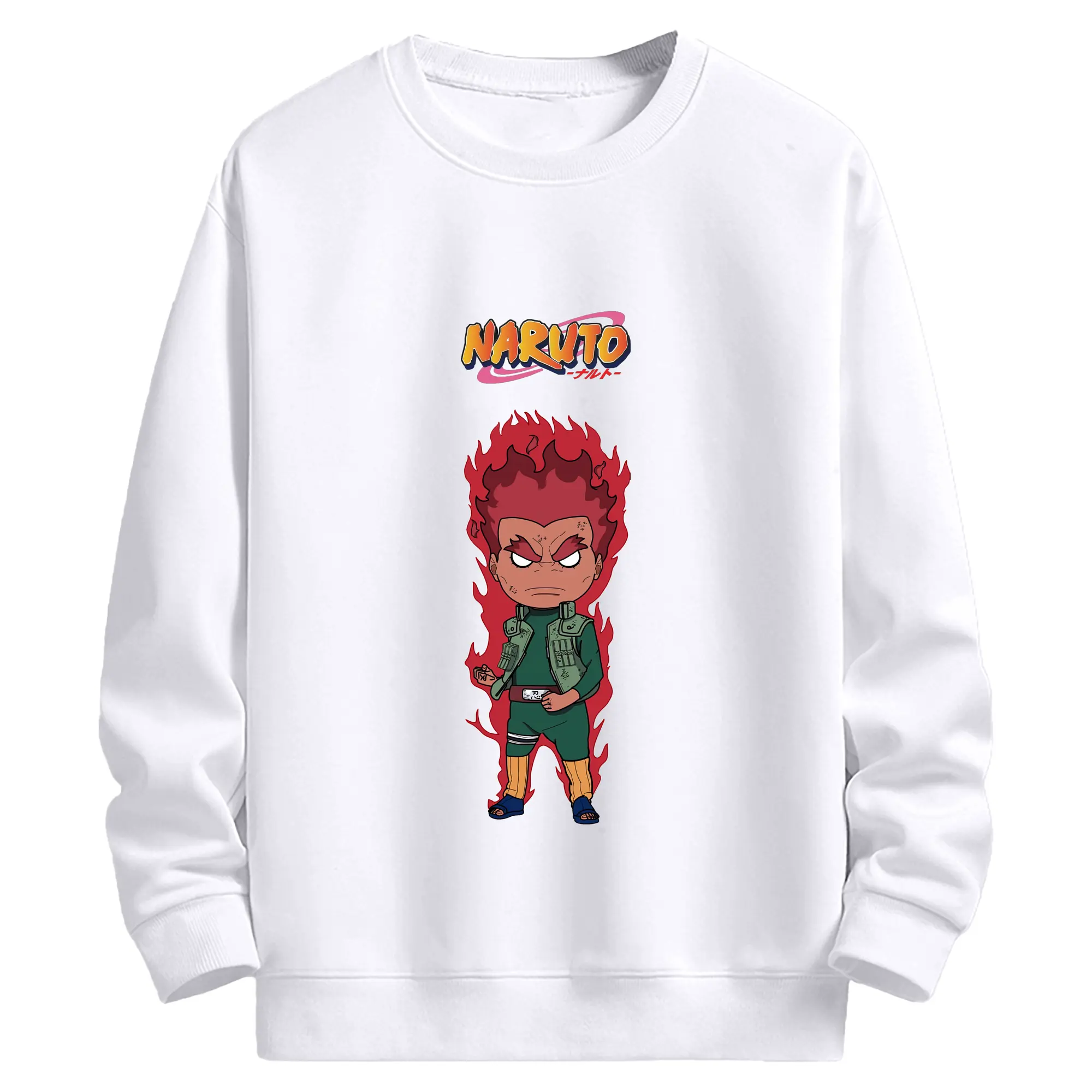 ナルト グッズ マイト・ガイ - 高品質 クルーネック スウェット ・ コットン59％ ポリエステル41％ ・ ユニセックス 長袖 トレーナー ・ カジュアル デイリー スポーツ 散歩用