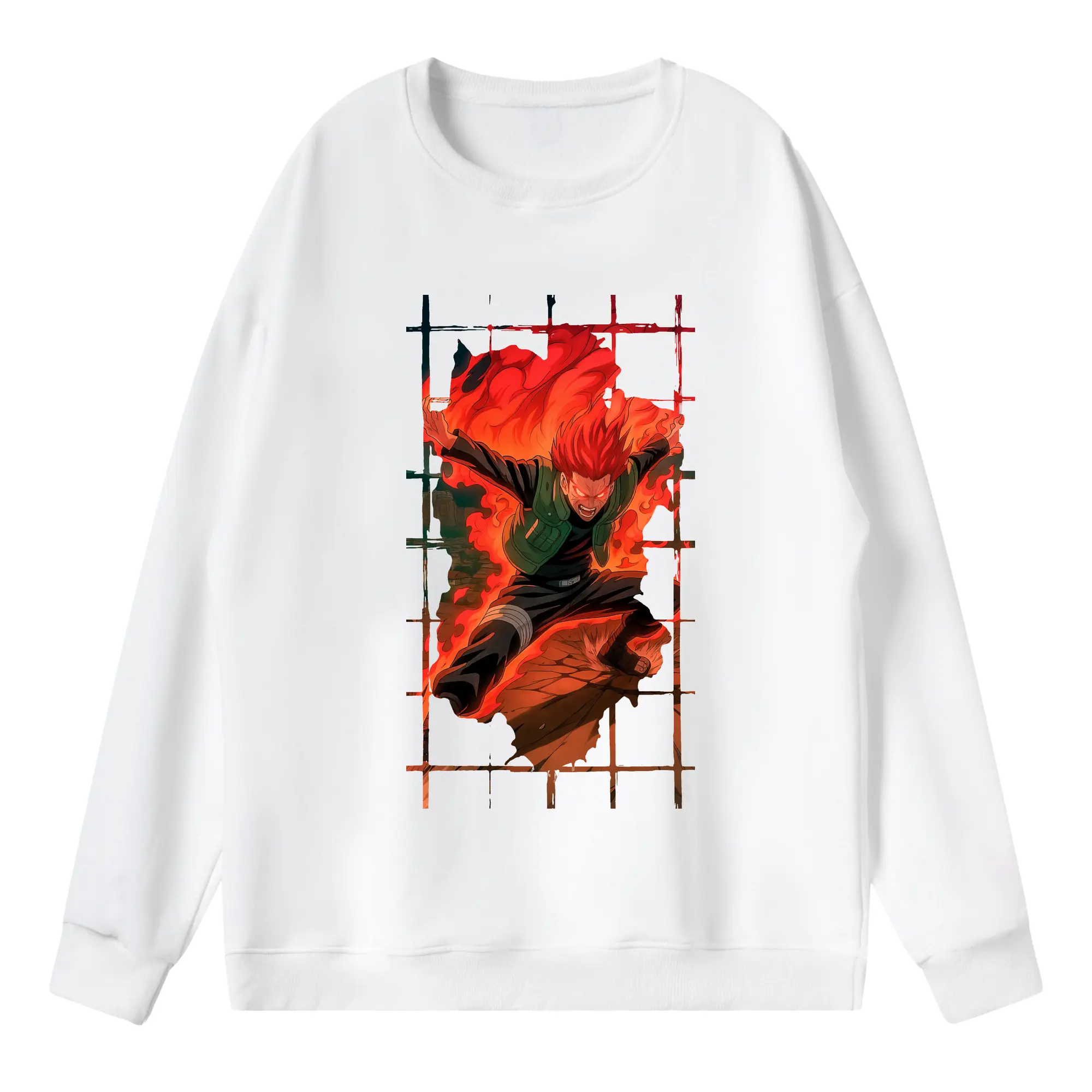 ナルト グッズ マイト・ガイ - 薄手 クルーネック スウェット 裏毛260g · ポリエステル 春秋向け カジュアル 男女兼用 · トレーナー デイリー スポーツ 散歩に最適