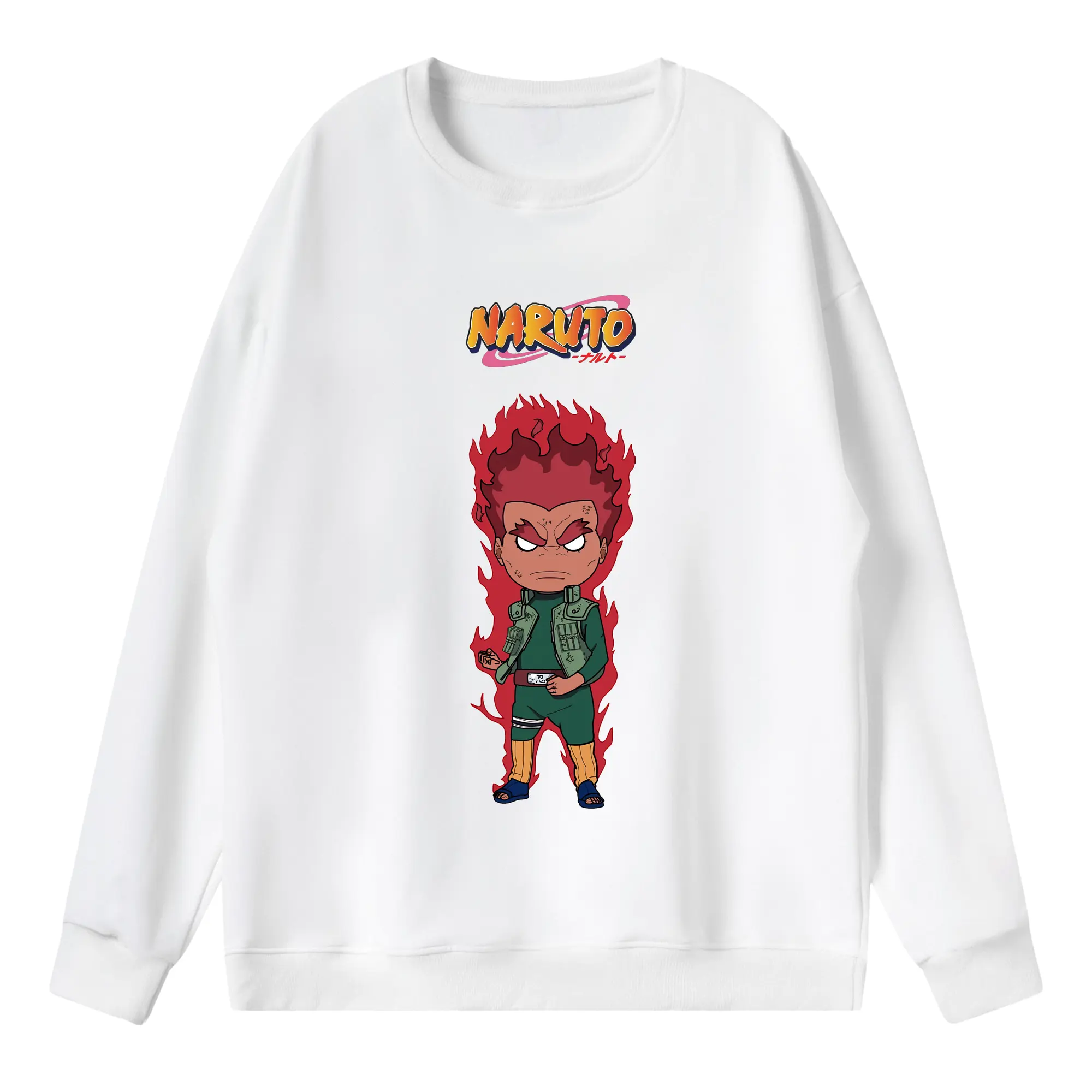 ナルト グッズ マイト・ガイ - 薄手 クルーネック スウェット 裏毛260g · ポリエステル 春秋向け カジュアル 男女兼用 · トレーナー デイリー スポーツ 散歩に最適