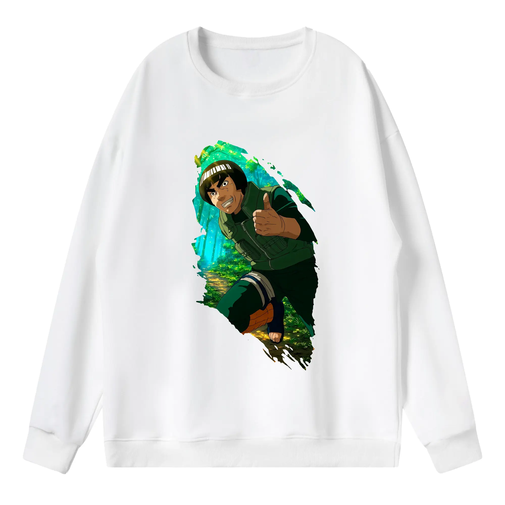 ナルト グッズ マイト・ガイ - 薄手 クルーネック スウェット 裏毛260g · ポリエステル 春秋向け カジュアル 男女兼用 · トレーナー デイリー スポーツ 散歩に最適