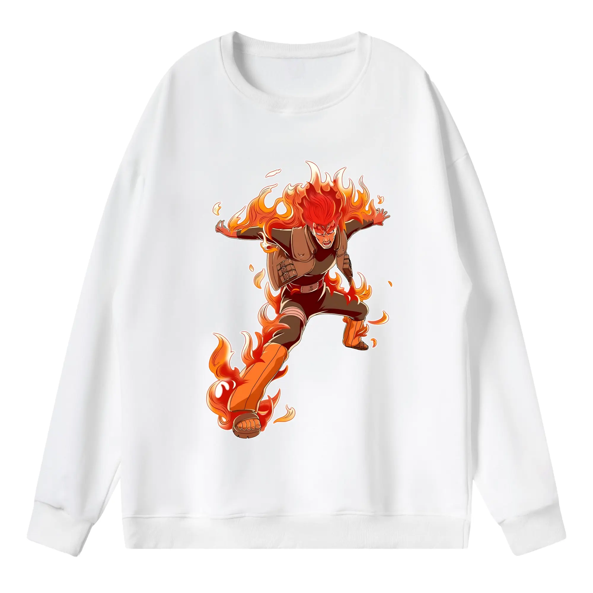 ナルト グッズ マイト・ガイ - 薄手 クルーネック スウェット 裏毛260g · ポリエステル 春秋向け カジュアル 男女兼用 · トレーナー デイリー スポーツ 散歩に最適