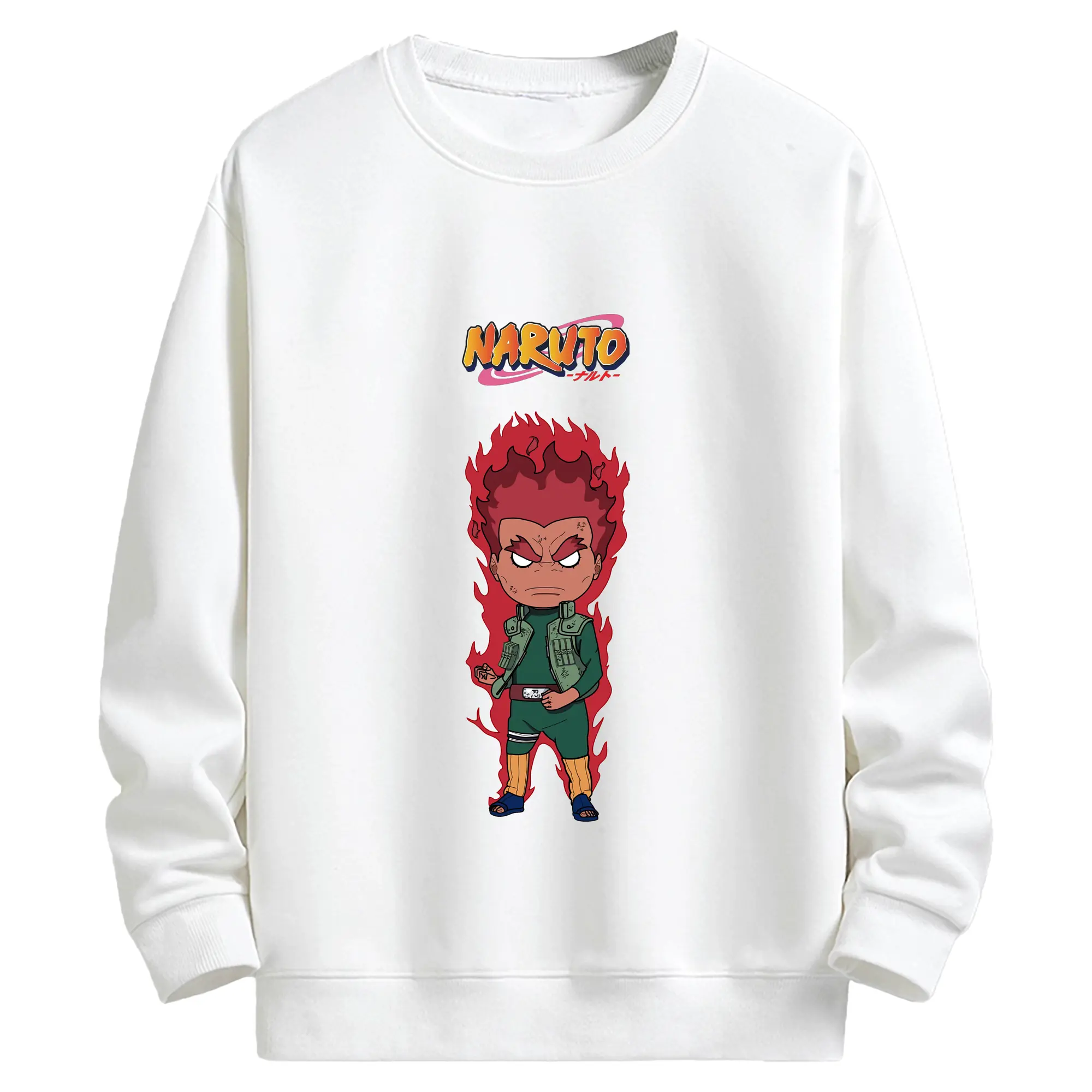 ナルト グッズ マイト・ガイ - キッズ クルーネックスウェットシャツ ・ フロントプリント ・ 綿80％ ポリエステル20％ ・ 快適 通学 スポーツ 日常使い お散歩用