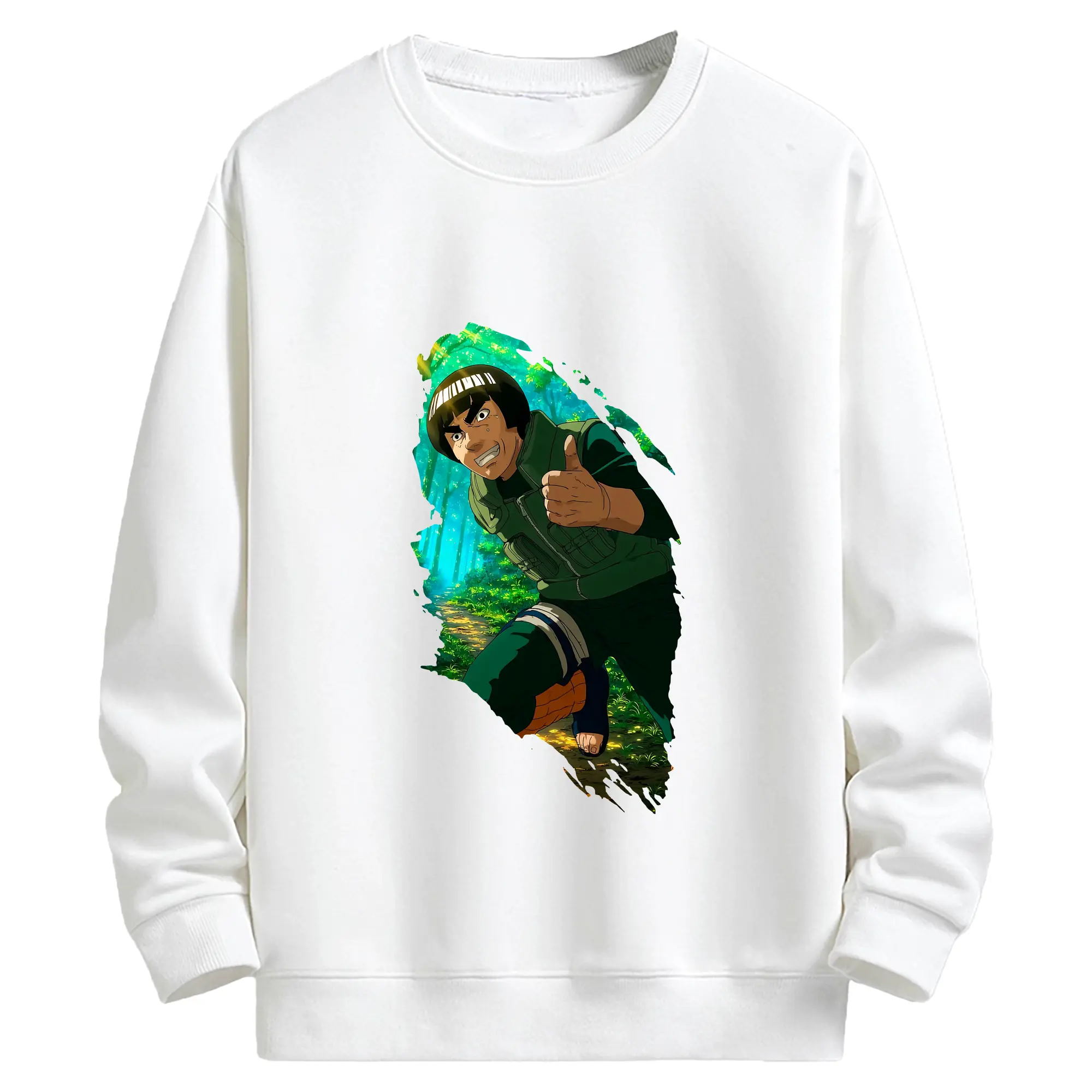 ナルト グッズ マイト・ガイ - キッズ クルーネックスウェットシャツ ・ フロントプリント ・ 綿80％ ポリエステル20％ ・ 快適 通学 スポーツ 日常使い お散歩用