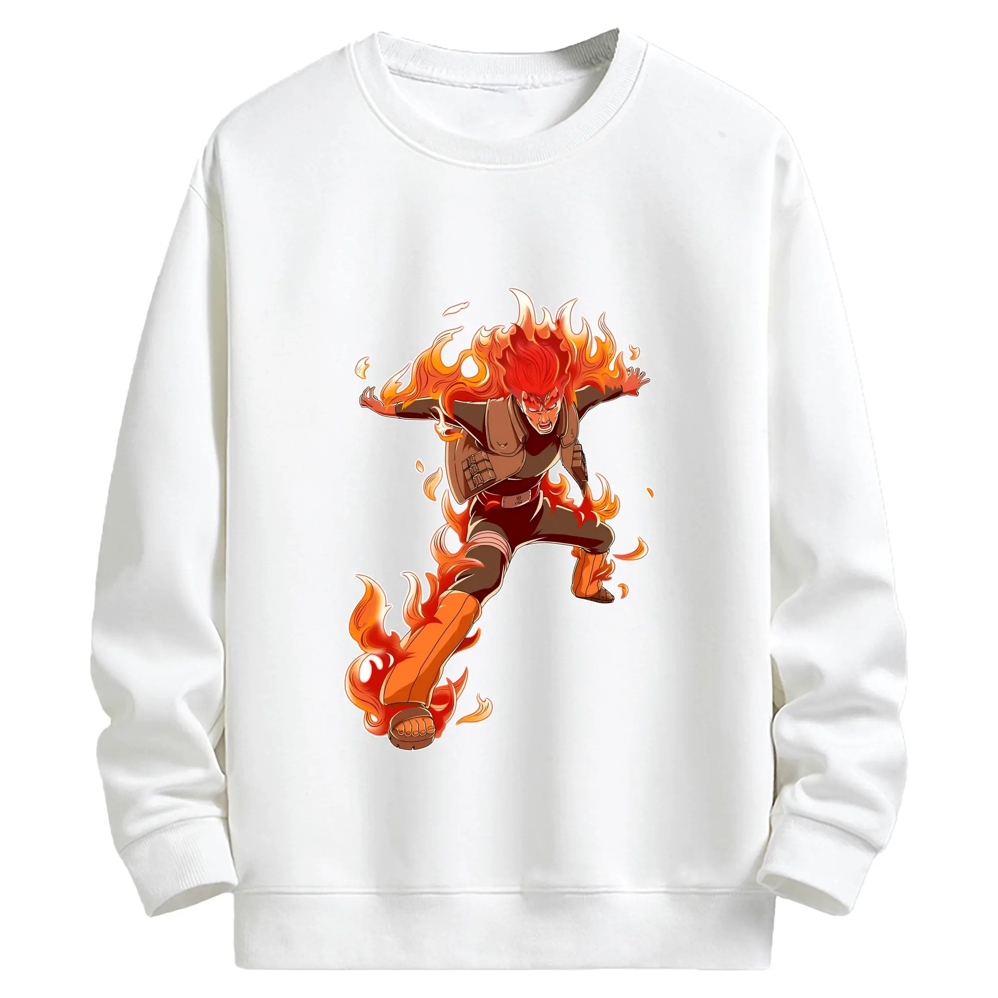 ナルト グッズ マイト・ガイ - キッズ クルーネックスウェットシャツ ・ フロントプリント ・ 綿80％ ポリエステル20％ ・ 快適 通学 スポーツ 日常使い お散歩用