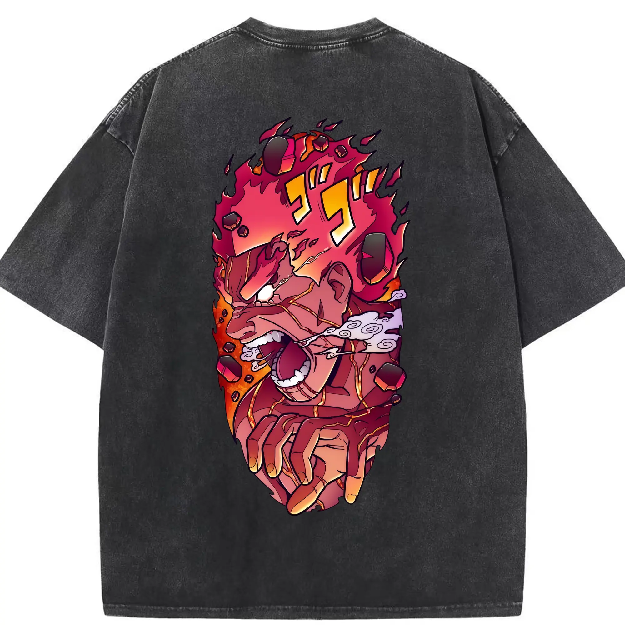 ナルト グッズ マイト・ガイ - 綿100％ ヴィンテージ風 半袖Tシャツ ・ 背面プリント ・ 柔らか肌触り ・ 通気性 快適 ・ スポーツ カジュアル 外出用