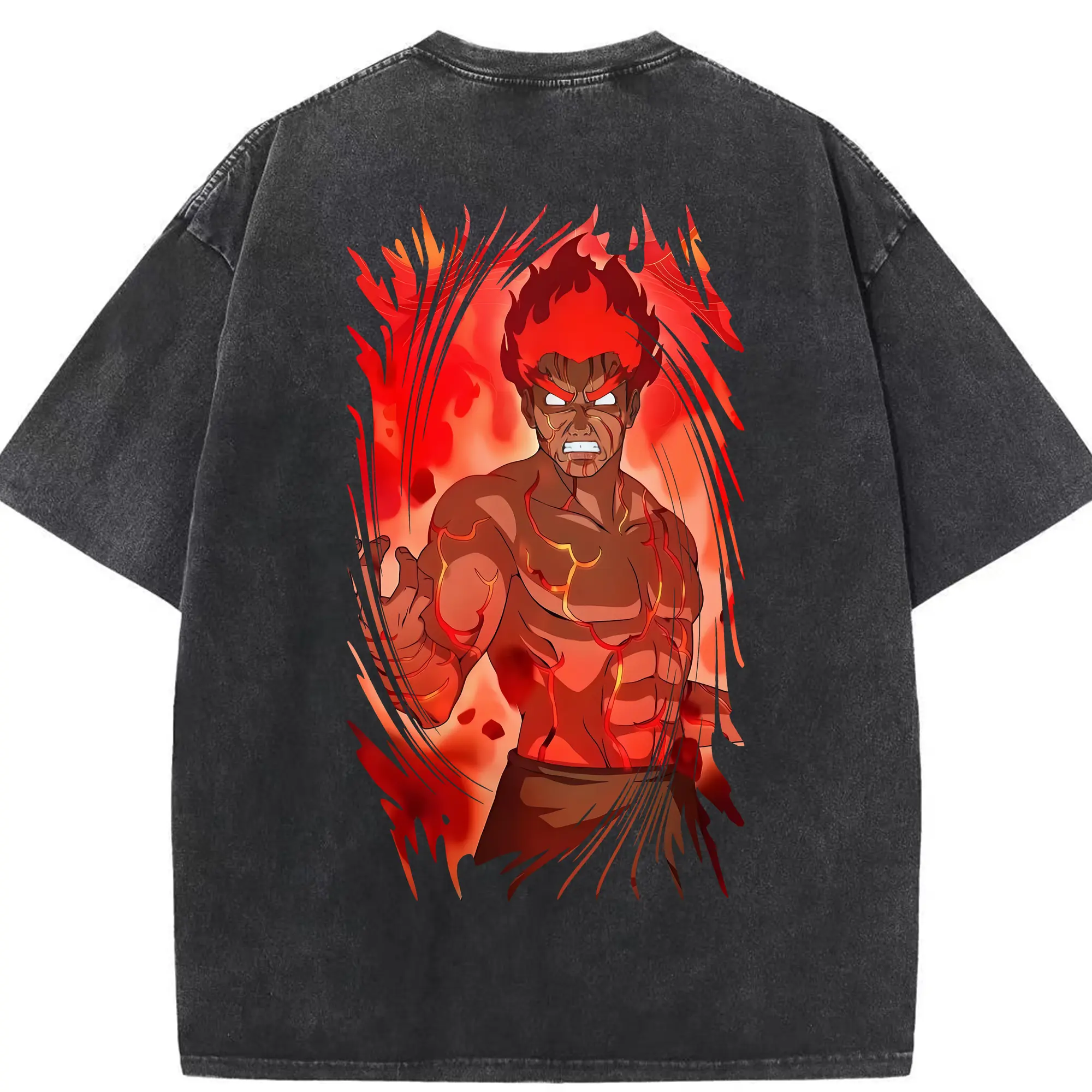 ナルト グッズ マイト・ガイ - 綿100％ ヴィンテージ風 半袖Tシャツ ・ 背面プリント ・ 柔らか肌触り ・ 通気性 快適 ・ スポーツ カジュアル 外出用