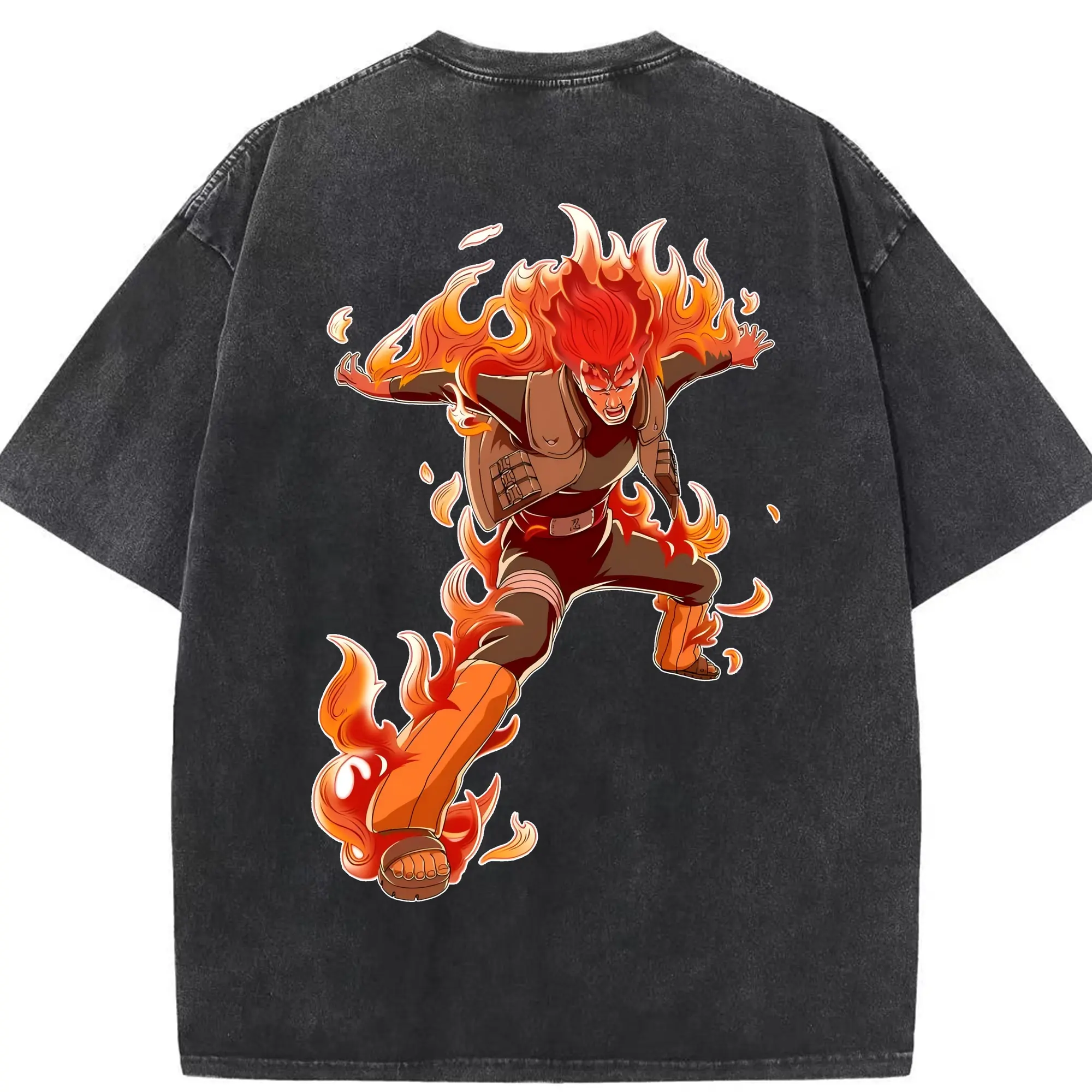 ナルト グッズ マイト・ガイ - 綿100％ ヴィンテージ風 半袖Tシャツ ・ 背面プリント ・ 柔らか肌触り ・ 通気性 快適 ・ スポーツ カジュアル 外出用