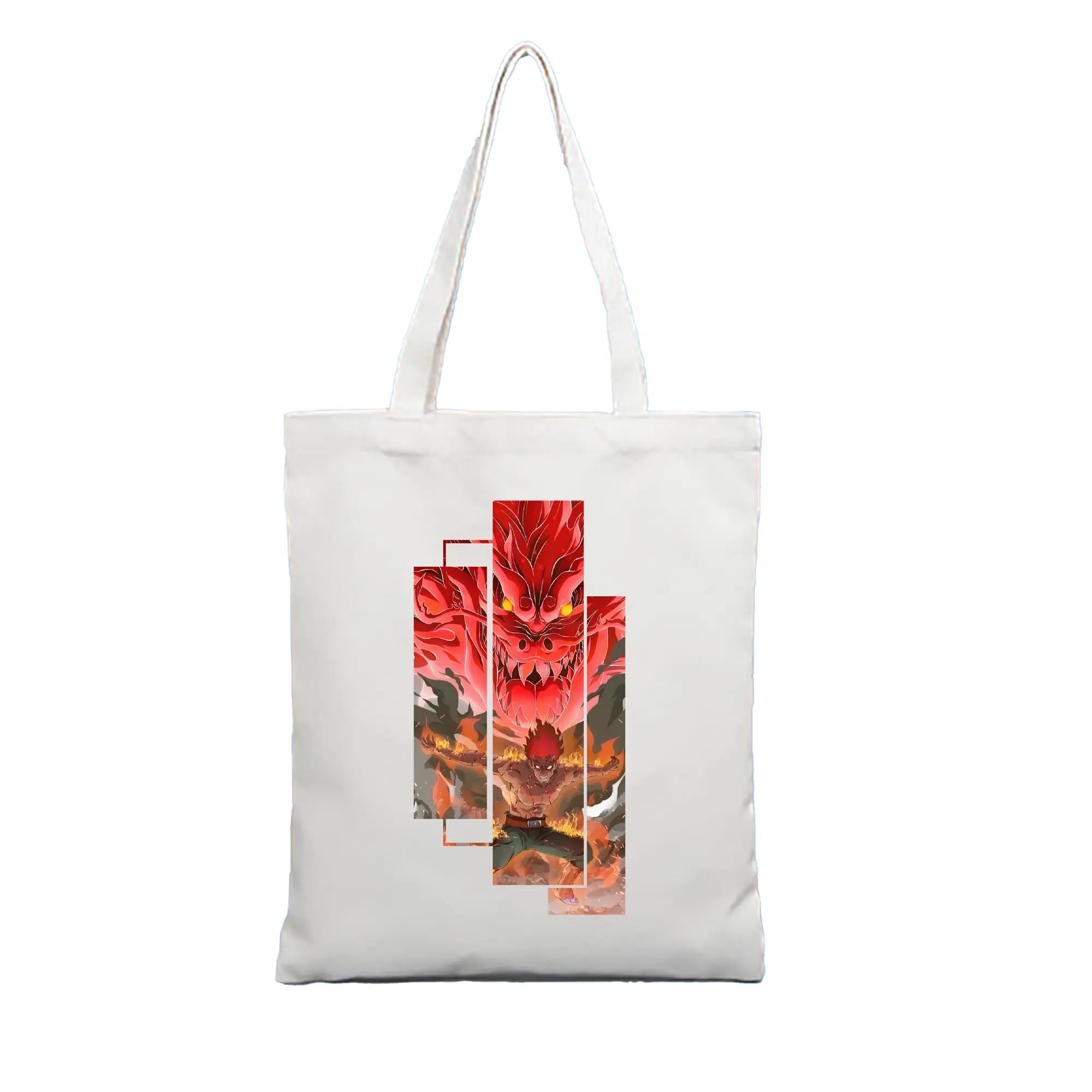 ナルト グッズ マイト・ガイ - 縦型キャンバス手提げバッグ（トートバッグ） ・ キャンバス素材 ・ ショッピング用 ・ 軽量 丈夫 お手入れ簡単