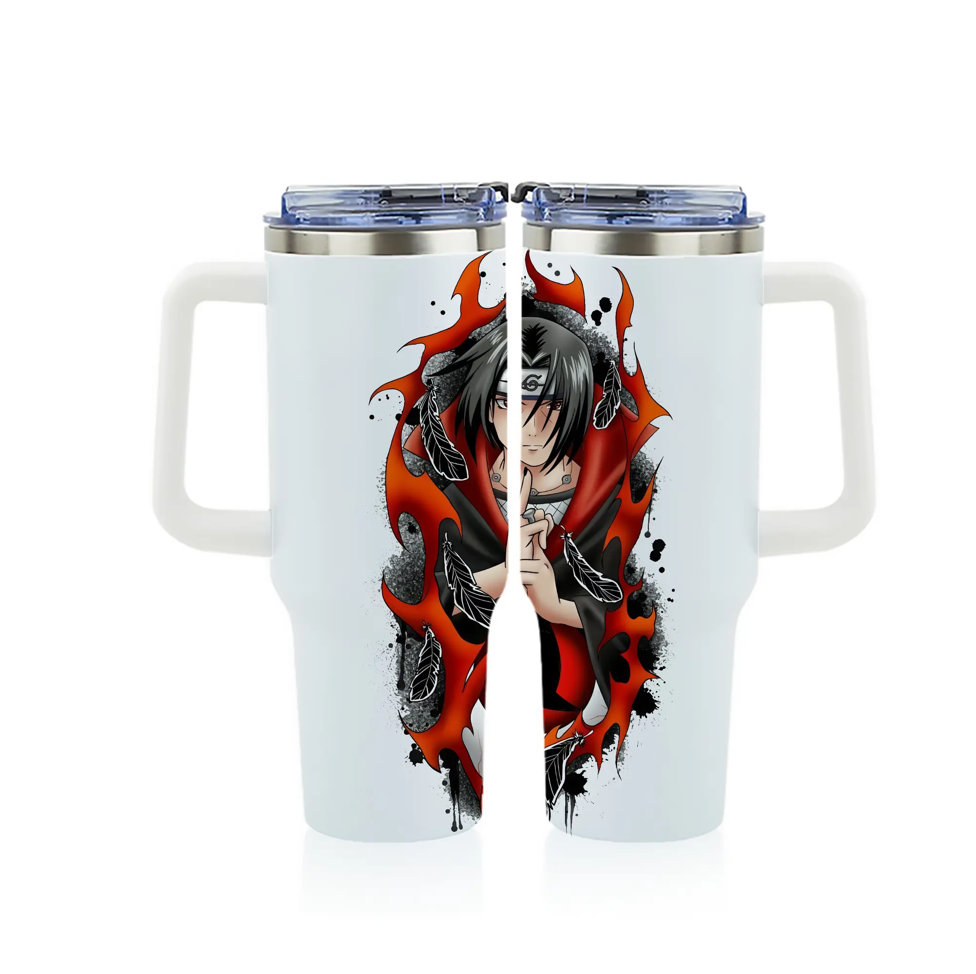 ナルト グッズ うちは イタチ - 1200mL フルプリント車用タンブラー ・ 304ステンレス 内側 ・ 201ステンレス 外側 ・ 保温 保冷 ・ 通勤 ドライブ アウトドア用