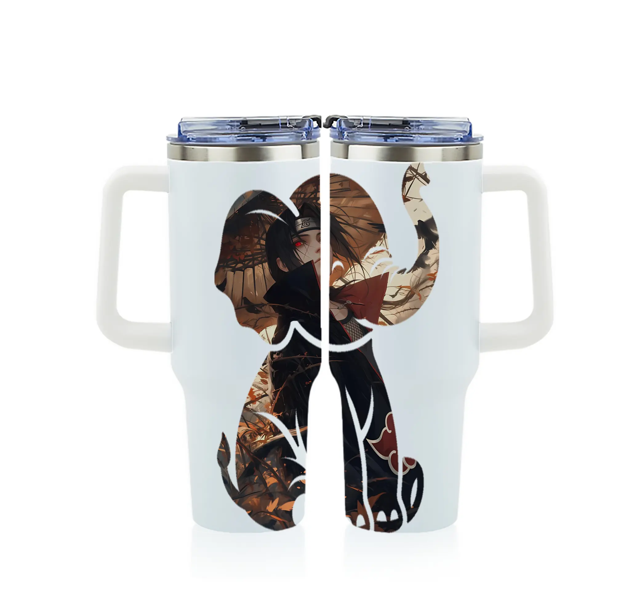 ナルト グッズ うちは イタチ - 1200mL フルプリント車用タンブラー ・ 304ステンレス 内側 ・ 201ステンレス 外側 ・ 保温 保冷 ・ 通勤 ドライブ アウトドア用