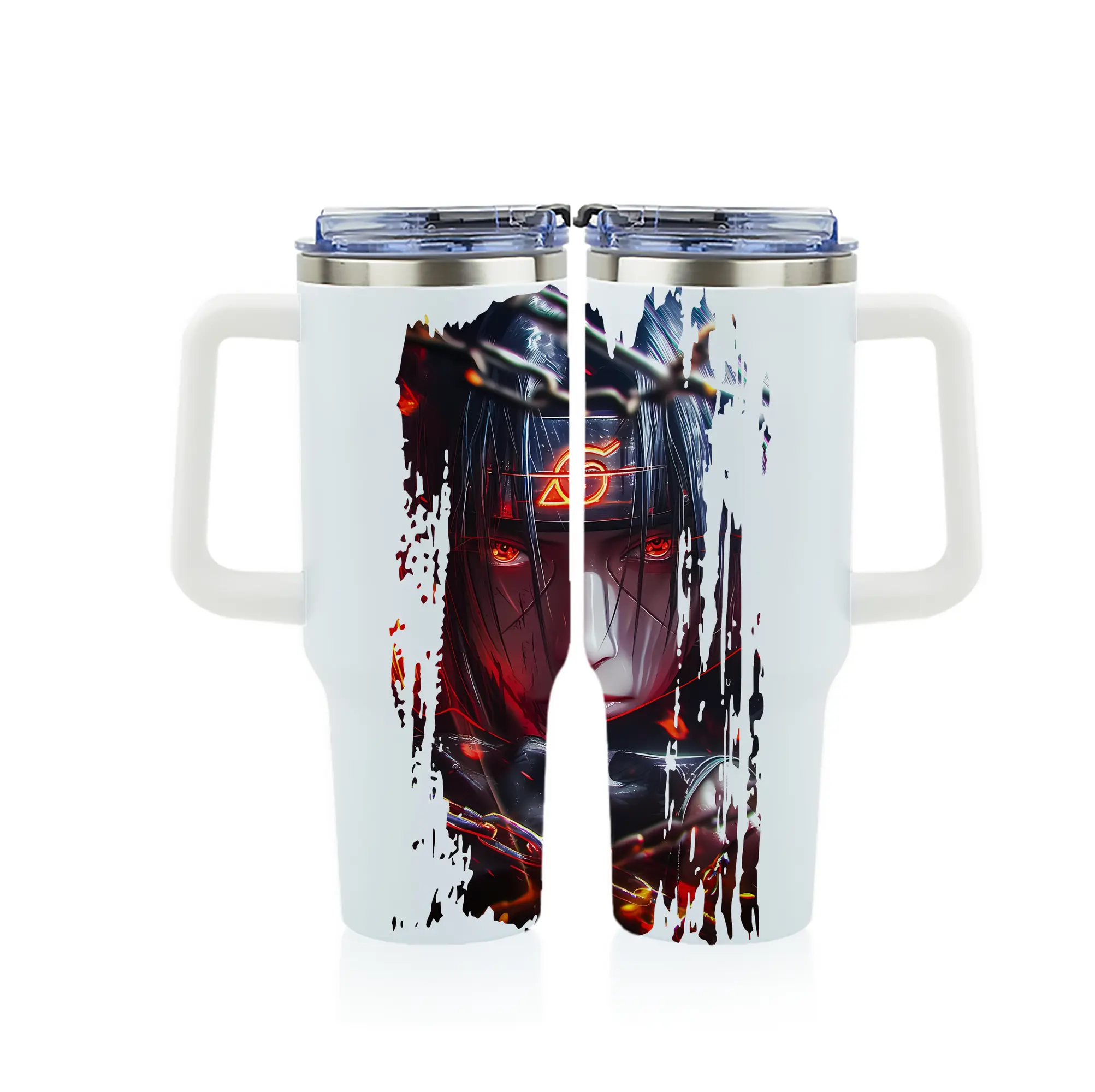 ナルト グッズ うちは イタチ - 1200mL フルプリント車用タンブラー ・ 304ステンレス 内側 ・ 201ステンレス 外側 ・ 保温 保冷 ・ 通勤 ドライブ アウトドア用