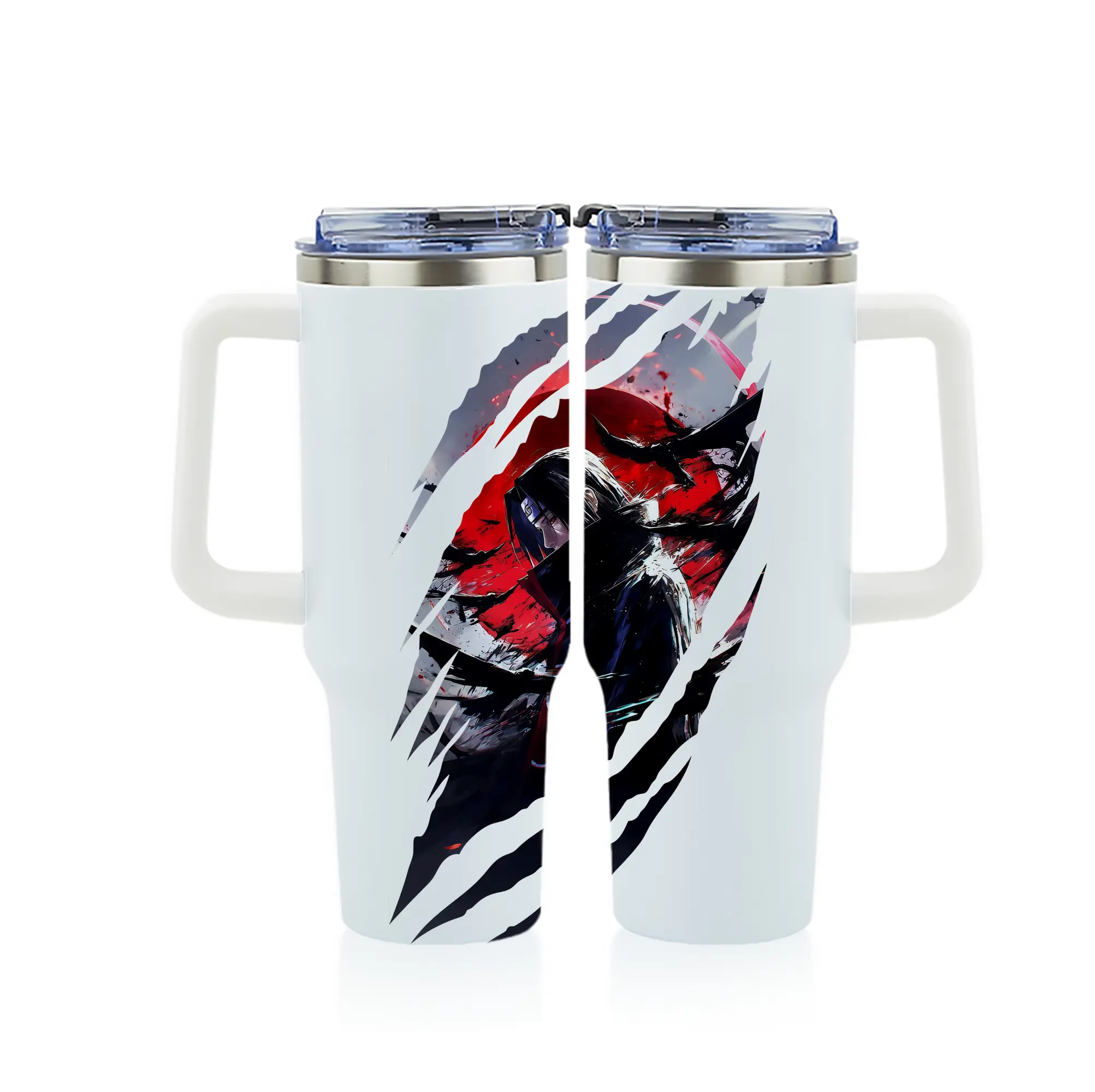 ナルト グッズ うちは イタチ - 1200mL フルプリント車用タンブラー ・ 304ステンレス 内側 ・ 201ステンレス 外側 ・ 保温 保冷 ・ 通勤 ドライブ アウトドア用