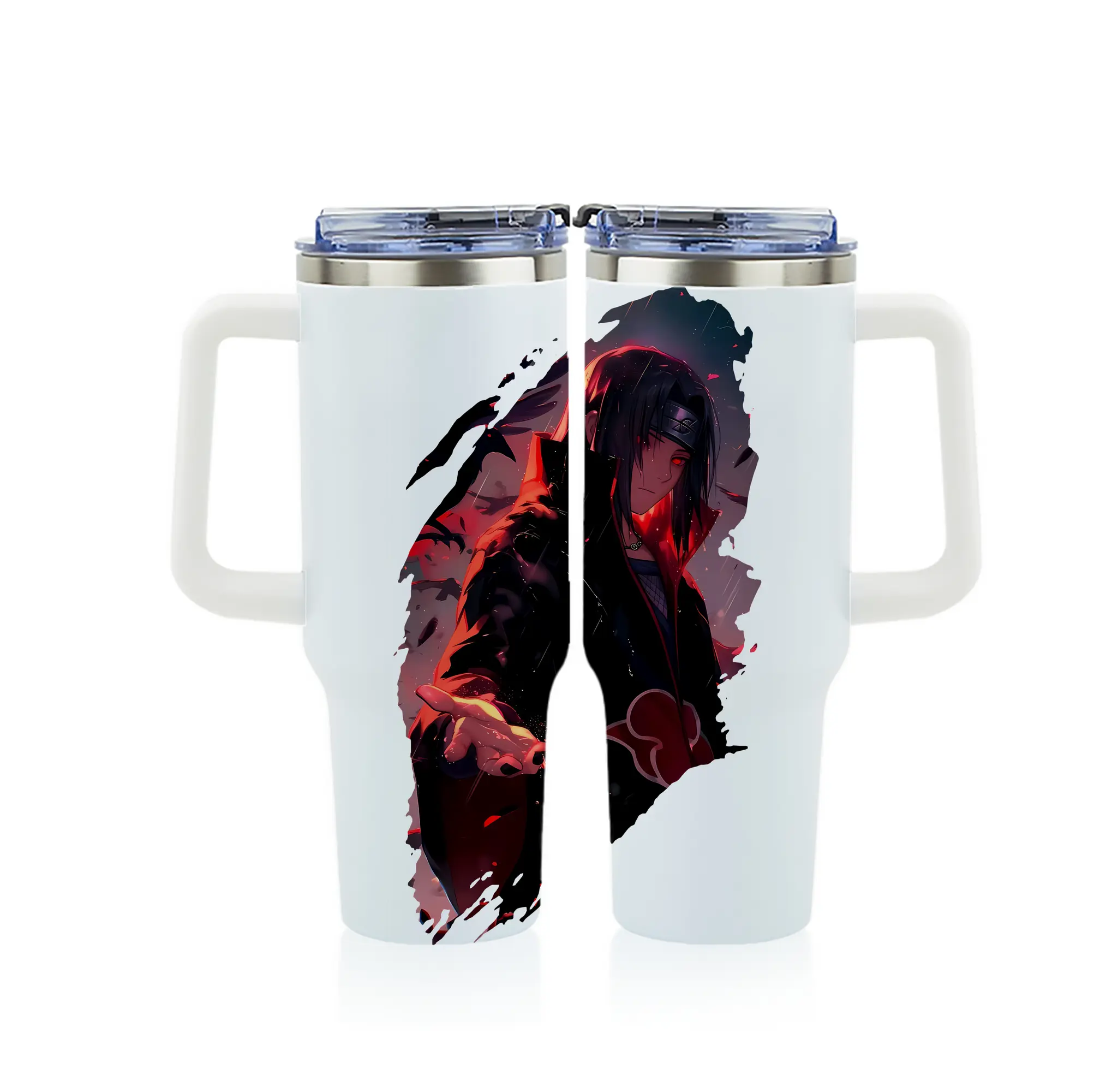 ナルト グッズ うちは イタチ - 1200mL フルプリント車用タンブラー ・ 304ステンレス 内側 ・ 201ステンレス 外側 ・ 保温 保冷 ・ 通勤 ドライブ アウトドア用