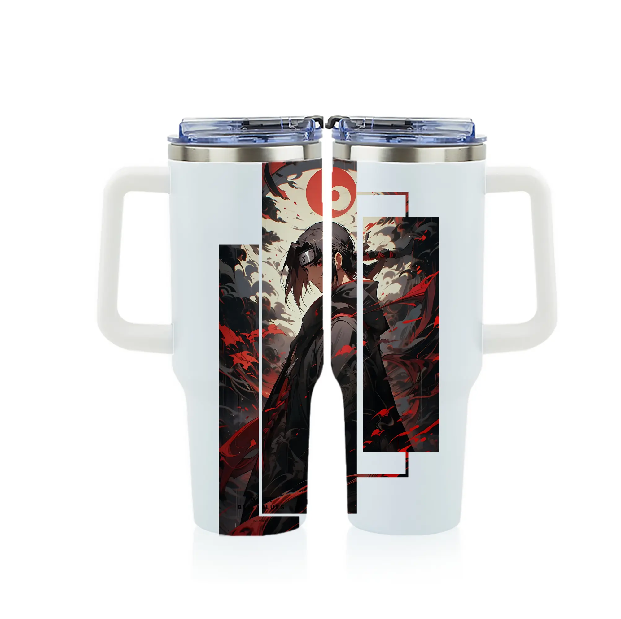 ナルト グッズ うちは イタチ - 1200mL フルプリント車用タンブラー ・ 304ステンレス 内側 ・ 201ステンレス 外側 ・ 保温 保冷 ・ 通勤 ドライブ アウトドア用