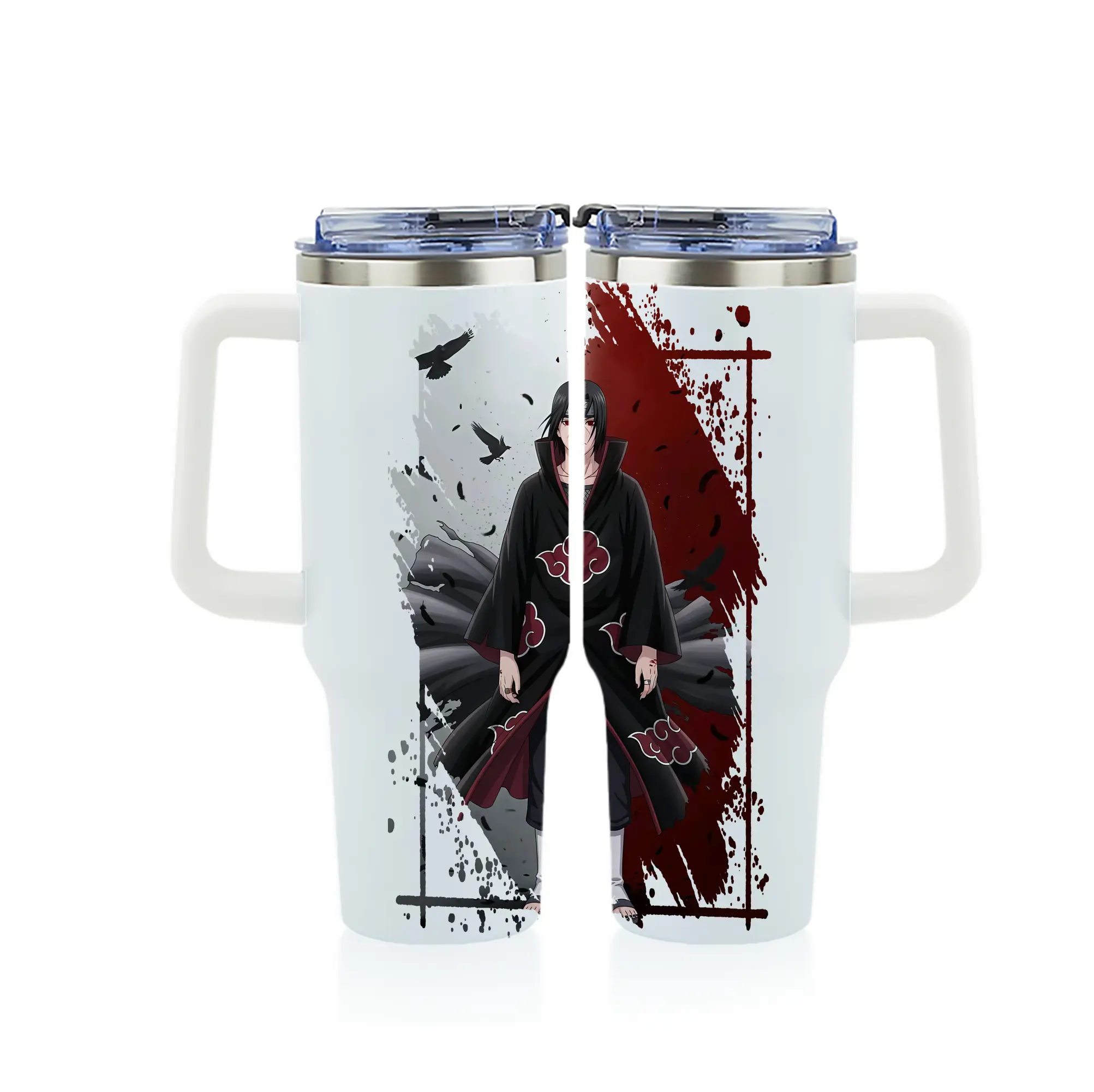 ナルト グッズ うちは イタチ - 1200mL フルプリント車用タンブラー ・ 304ステンレス 内側 ・ 201ステンレス 外側 ・ 保温 保冷 ・ 通勤 ドライブ アウトドア用