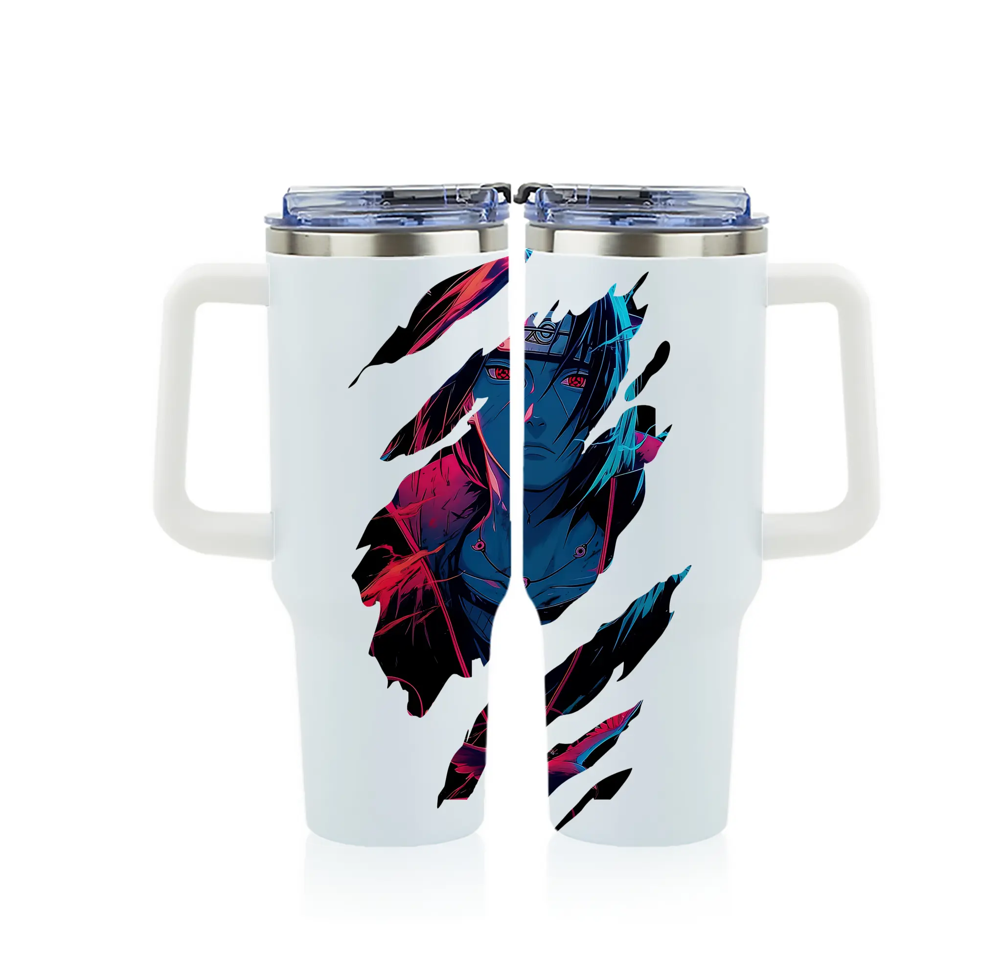 ナルト グッズ うちは イタチ - 1200mL フルプリント車用タンブラー ・ 304ステンレス 内側 ・ 201ステンレス 外側 ・ 保温 保冷 ・ 通勤 ドライブ アウトドア用