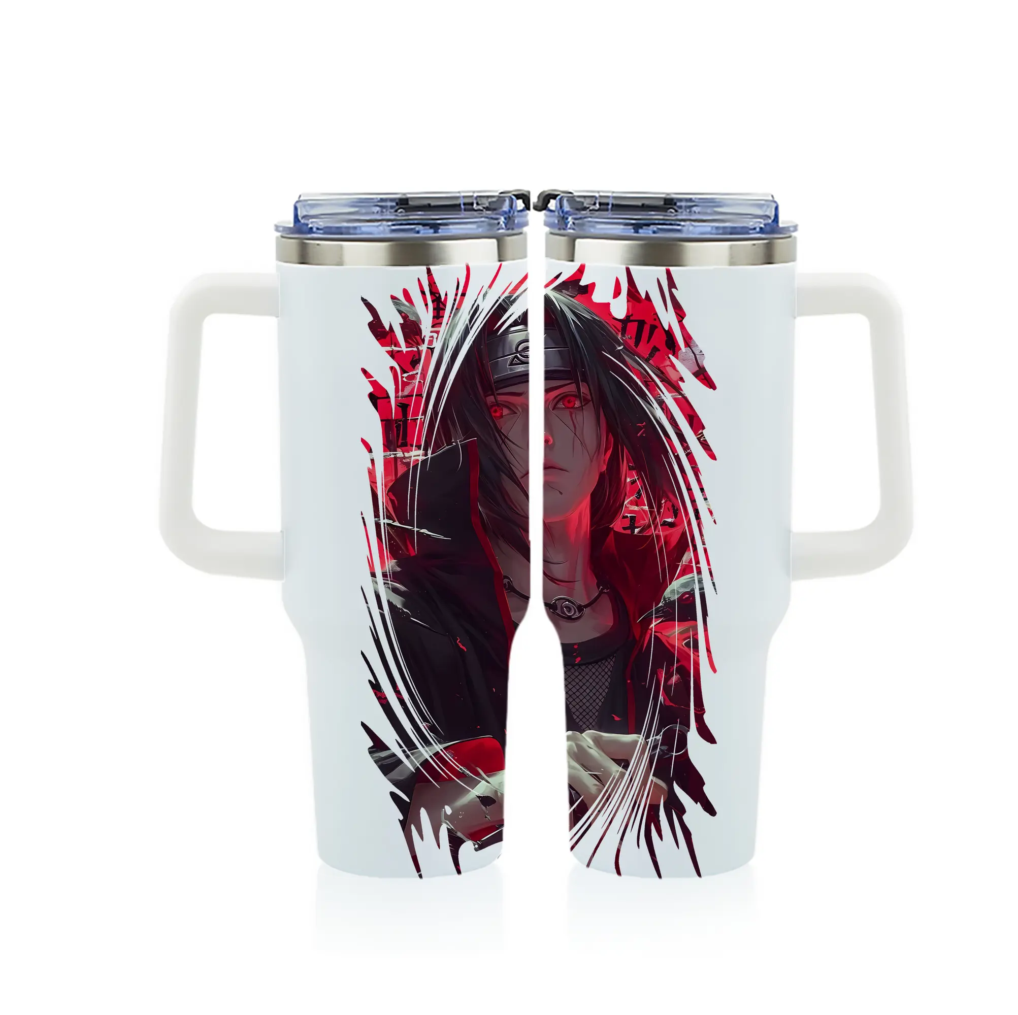 ナルト グッズ うちは イタチ - 1200mL フルプリント車用タンブラー ・ 304ステンレス 内側 ・ 201ステンレス 外側 ・ 保温 保冷 ・ 通勤 ドライブ アウトドア用