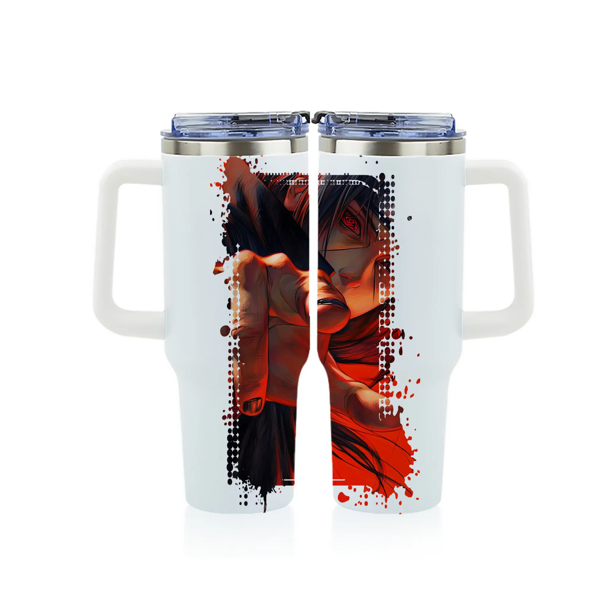 ナルト グッズ うちは イタチ - 1200mL フルプリント車用タンブラー ・ 304ステンレス 内側 ・ 201ステンレス 外側 ・ 保温 保冷 ・ 通勤 ドライブ アウトドア用