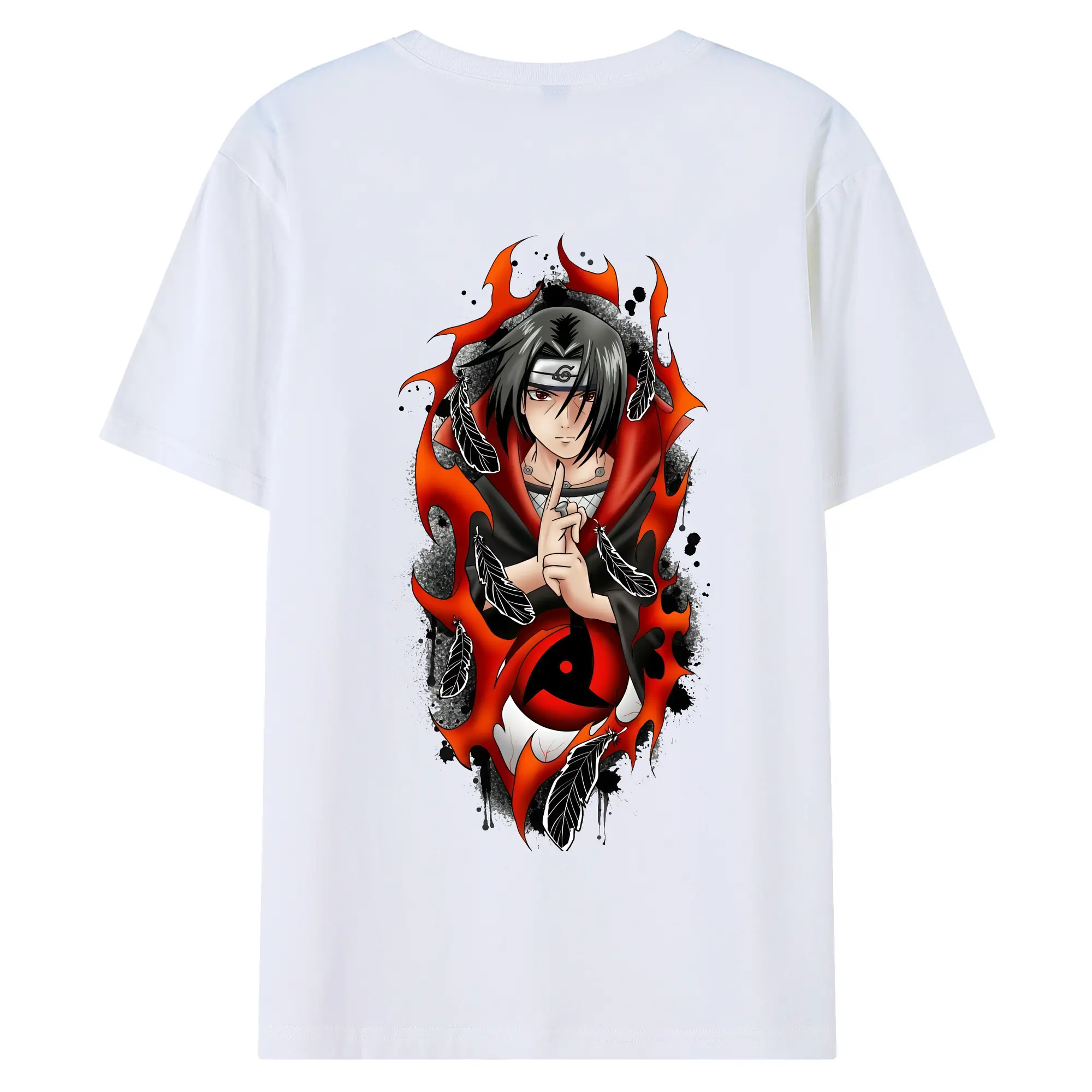 ナルト グッズ うちは イタチ - 綿100％ 半袖Tシャツ ・ バックプリント ・ 快適 通気性 ・ 日常使い 散歩 スポーツ用