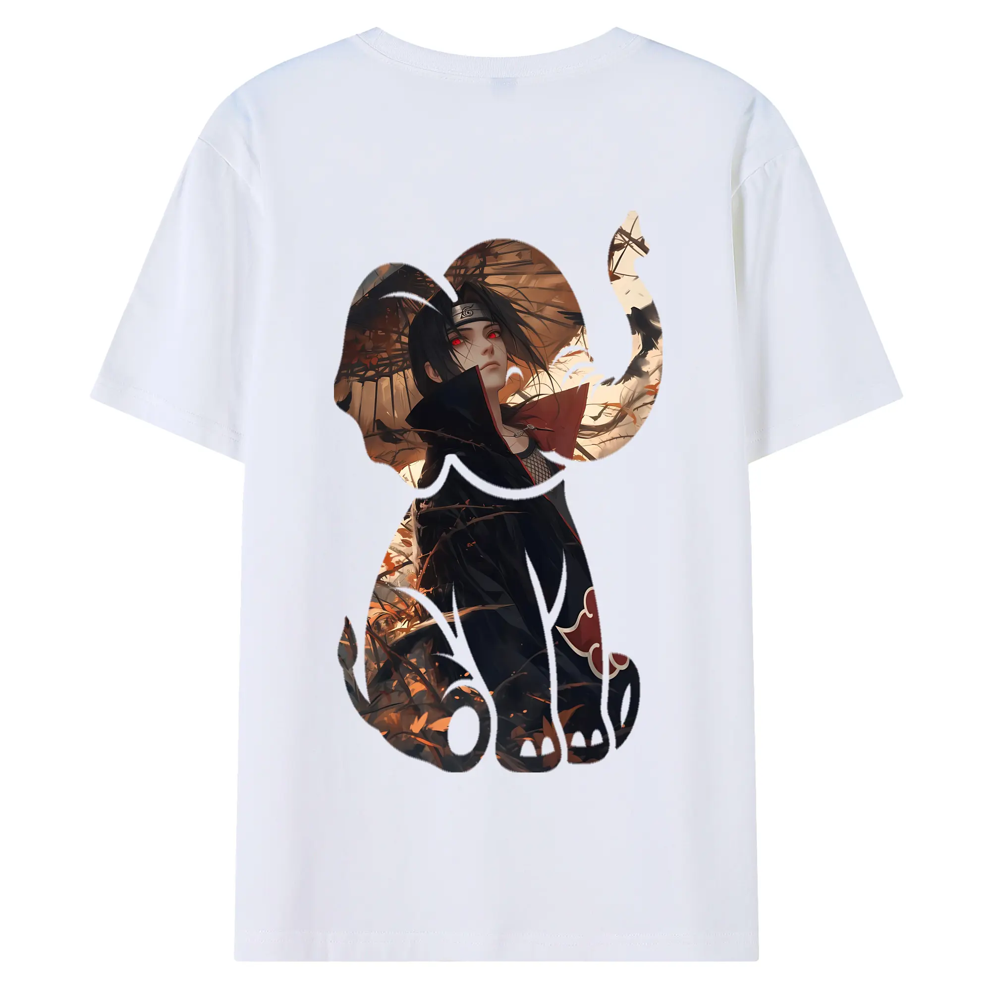 ナルト グッズ うちは イタチ - 綿100％ 半袖Tシャツ ・ バックプリント ・ 快適 通気性 ・ 日常使い 散歩 スポーツ用