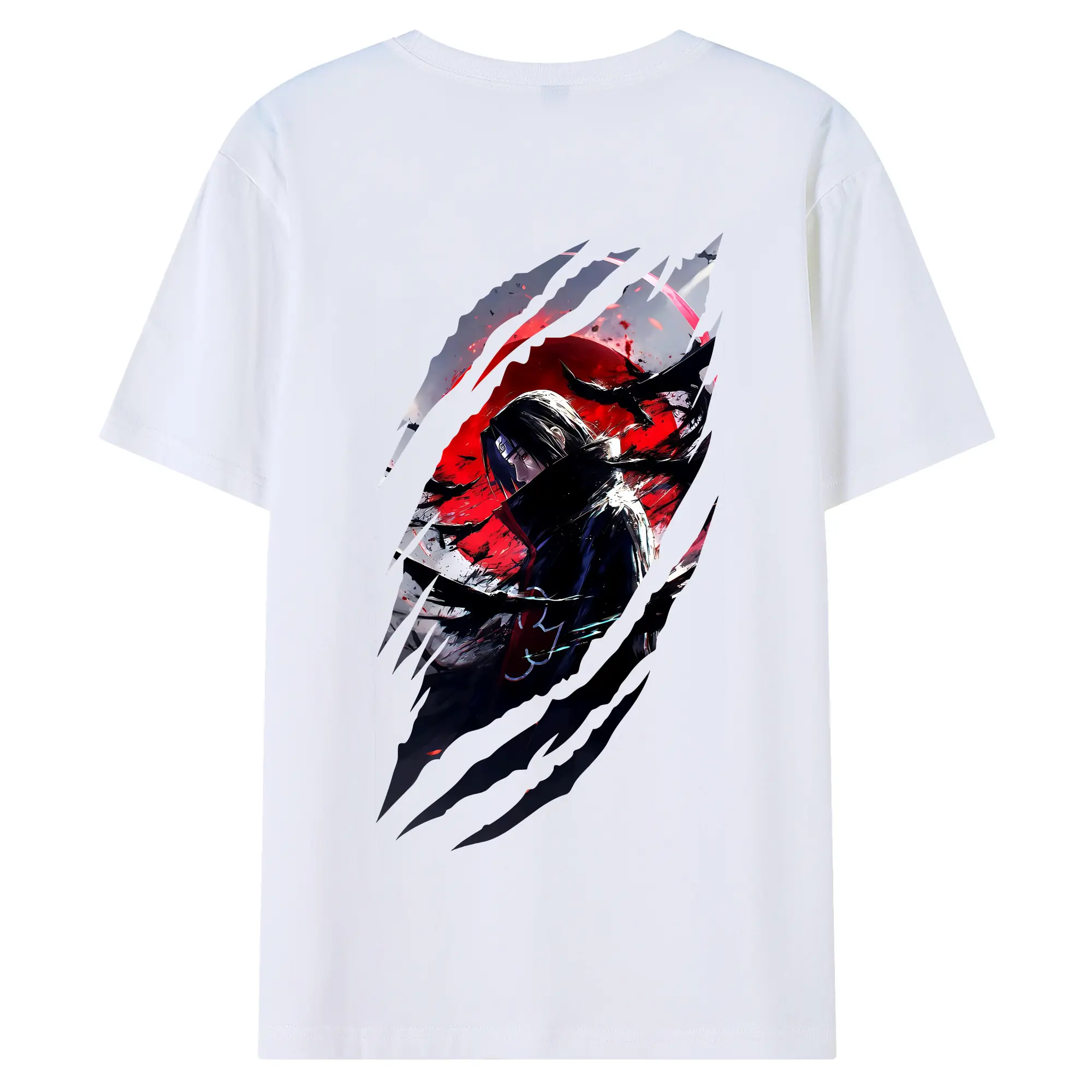 ナルト グッズ うちは イタチ - 綿100％ 半袖Tシャツ ・ バックプリント ・ 快適 通気性 ・ 日常使い 散歩 スポーツ用