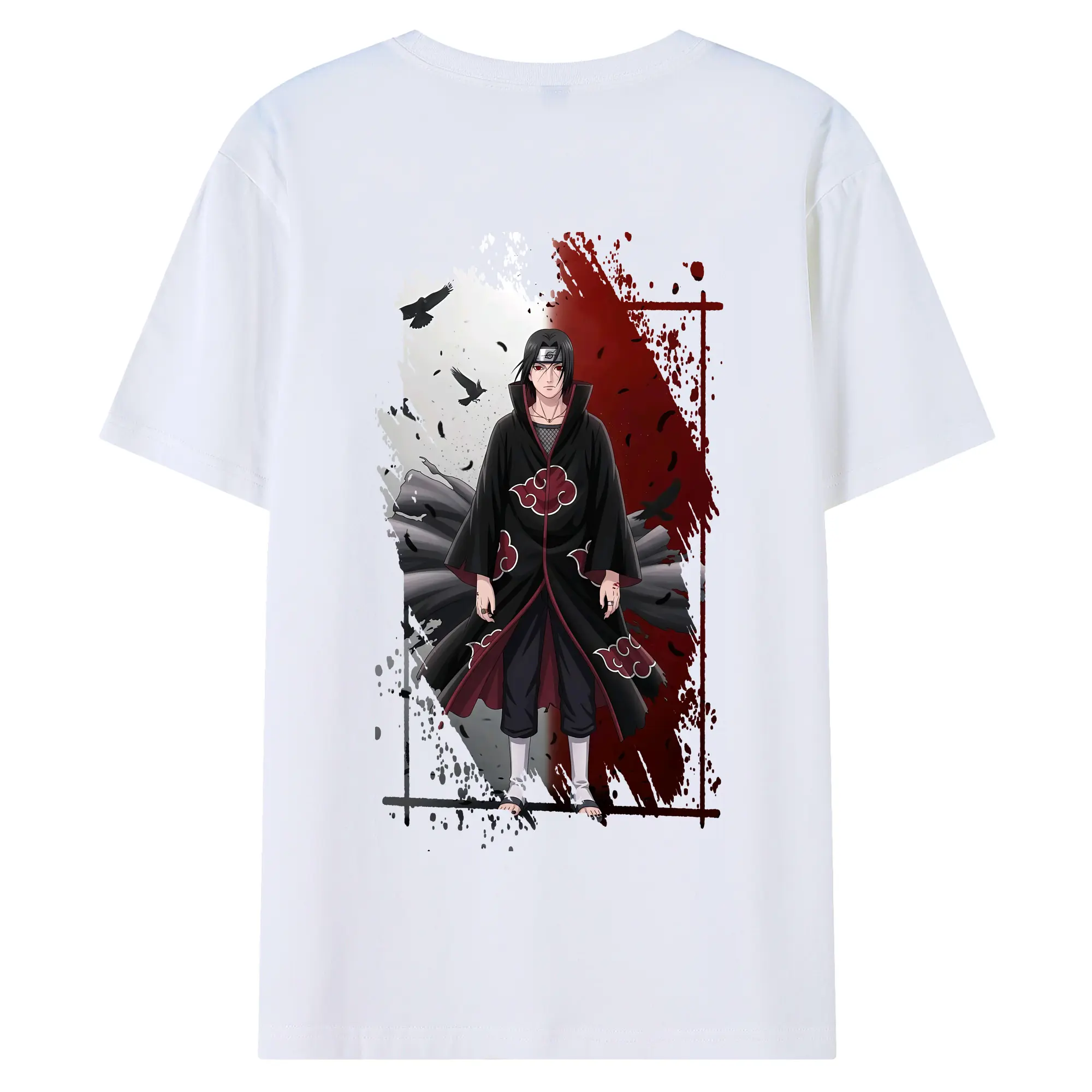 ナルト グッズ うちは イタチ - 綿100％ 半袖Tシャツ ・ バックプリント ・ 快適 通気性 ・ 日常使い 散歩 スポーツ用