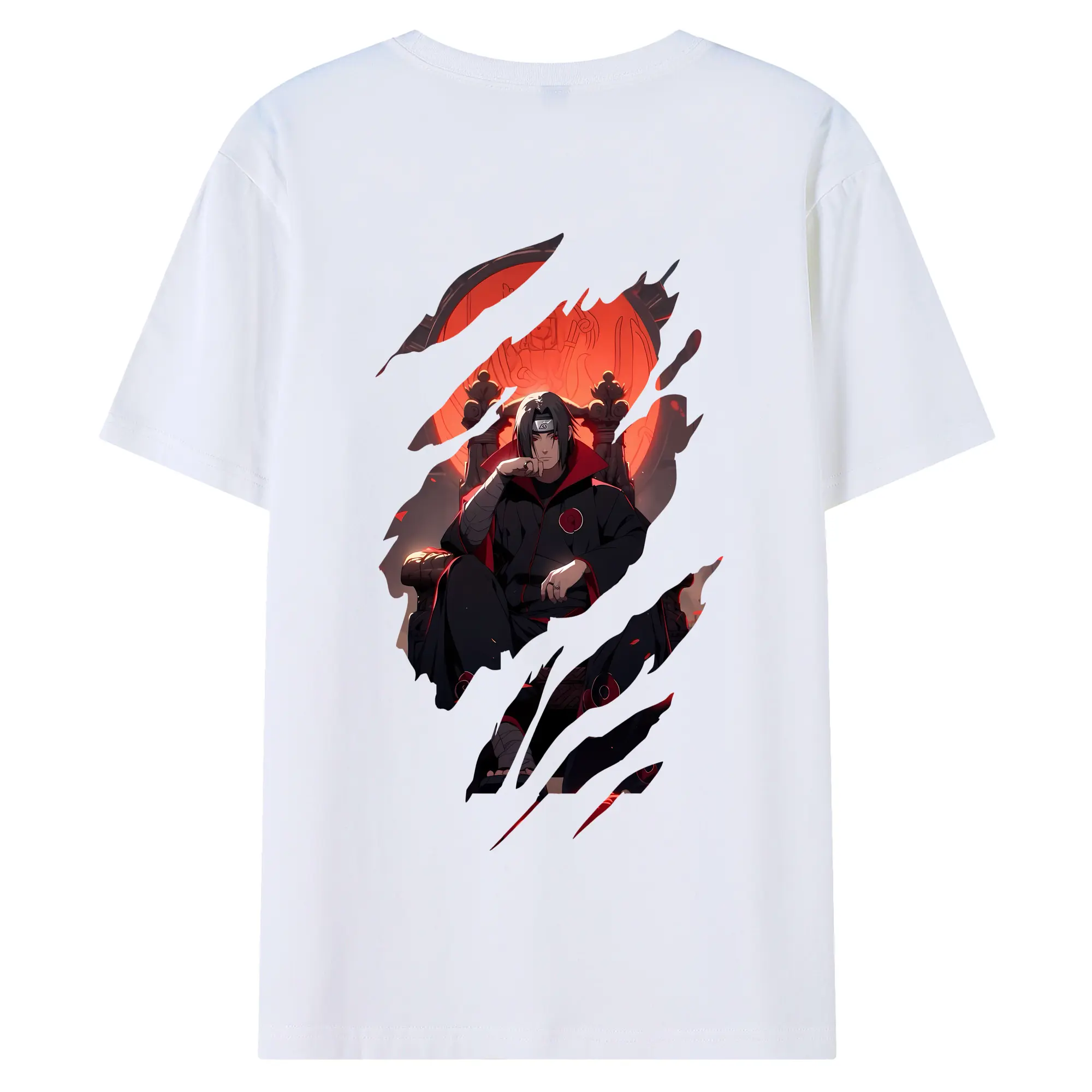 ナルト グッズ うちは イタチ - 綿100％ 半袖Tシャツ ・ バックプリント ・ 快適 通気性 ・ 日常使い 散歩 スポーツ用