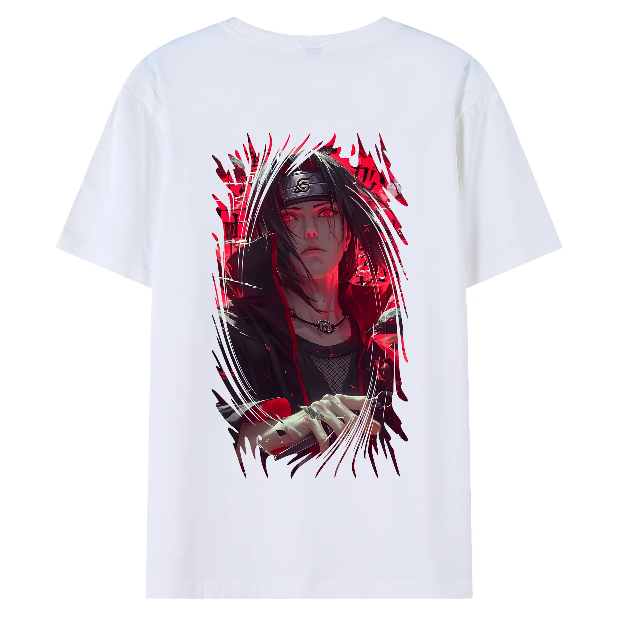 ナルト グッズ うちは イタチ - 綿100％ 半袖Tシャツ ・ バックプリント ・ 快適 通気性 ・ 日常使い 散歩 スポーツ用