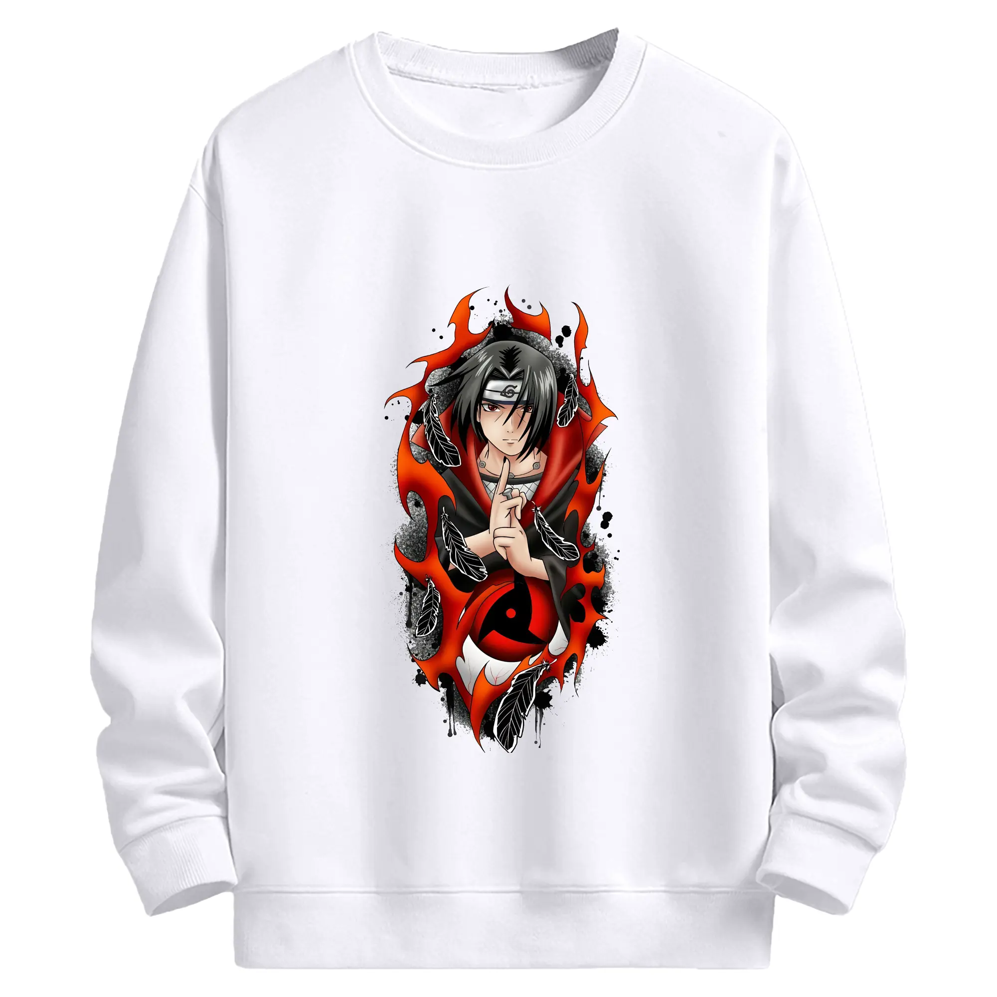 ナルト グッズ うちは イタチ - 高品質 クルーネック スウェット ・ コットン59％ ポリエステル41％ ・ ユニセックス 長袖 トレーナー ・ カジュアル デイリー スポーツ 散歩用