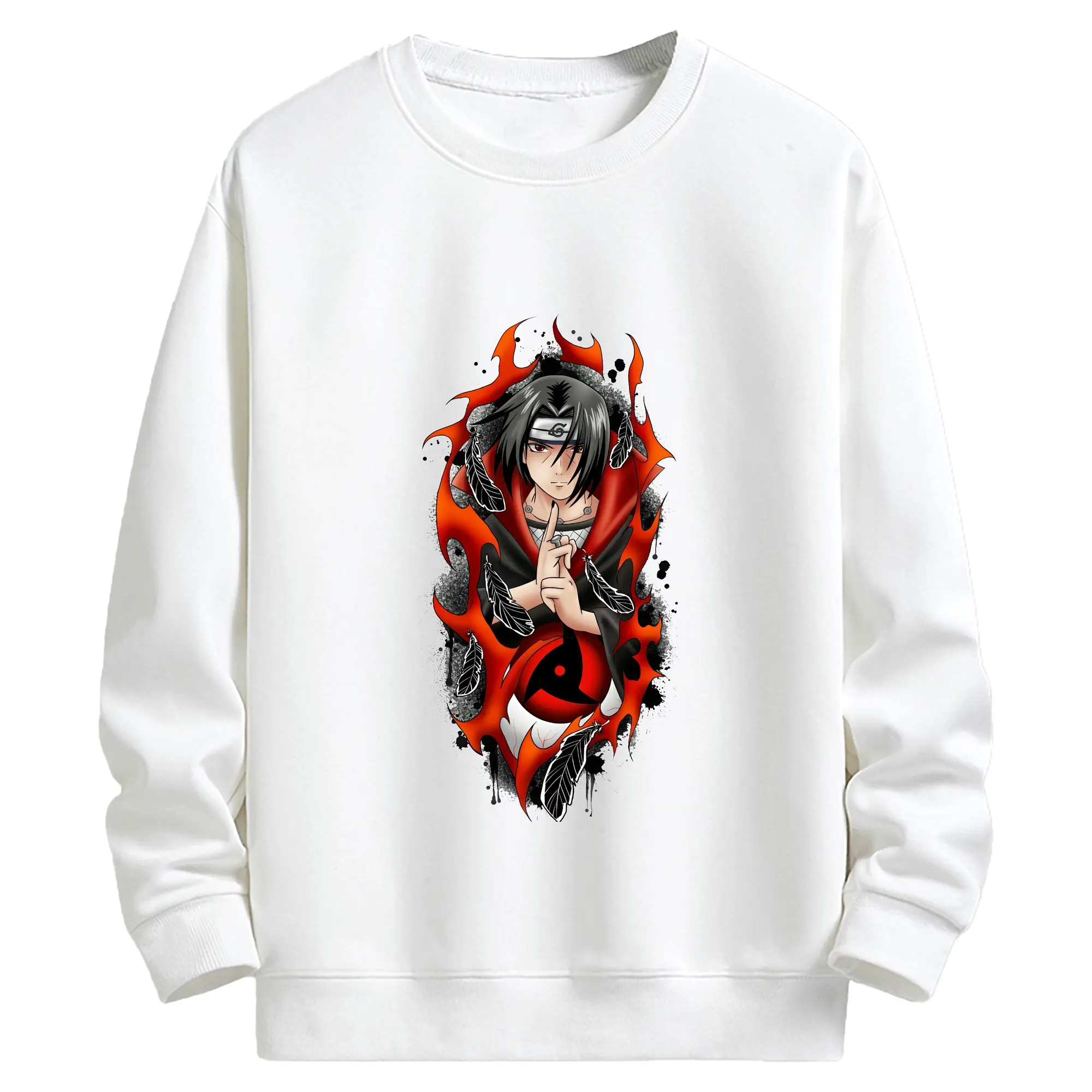 ナルト グッズ うちは イタチ - キッズ クルーネックスウェットシャツ ・ フロントプリント ・ 綿80％ ポリエステル20％ ・ 快適 通学 スポーツ 日常使い お散歩用