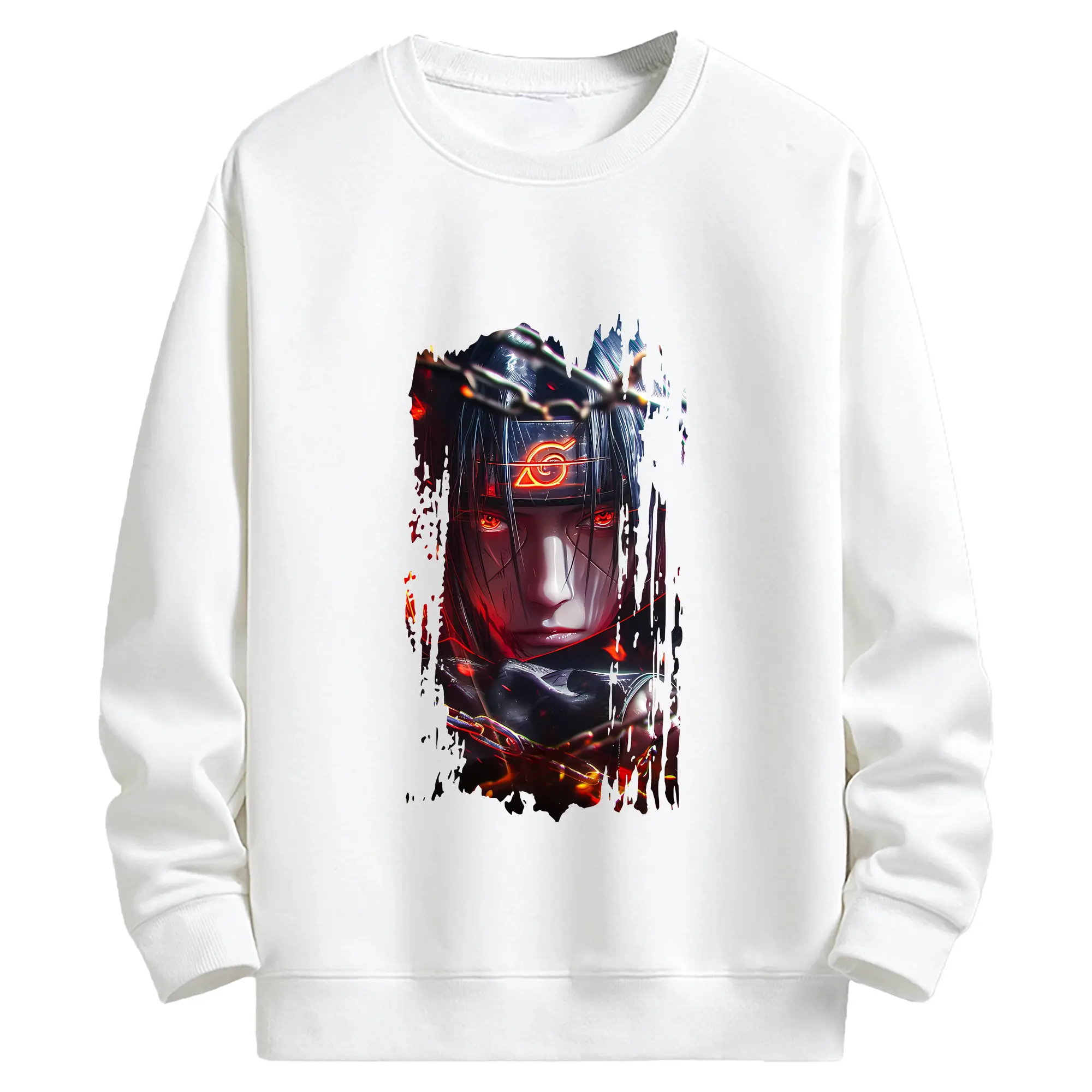 ナルト グッズ うちは イタチ - キッズ クルーネックスウェットシャツ ・ フロントプリント ・ 綿80％ ポリエステル20％ ・ 快適 通学 スポーツ 日常使い お散歩用