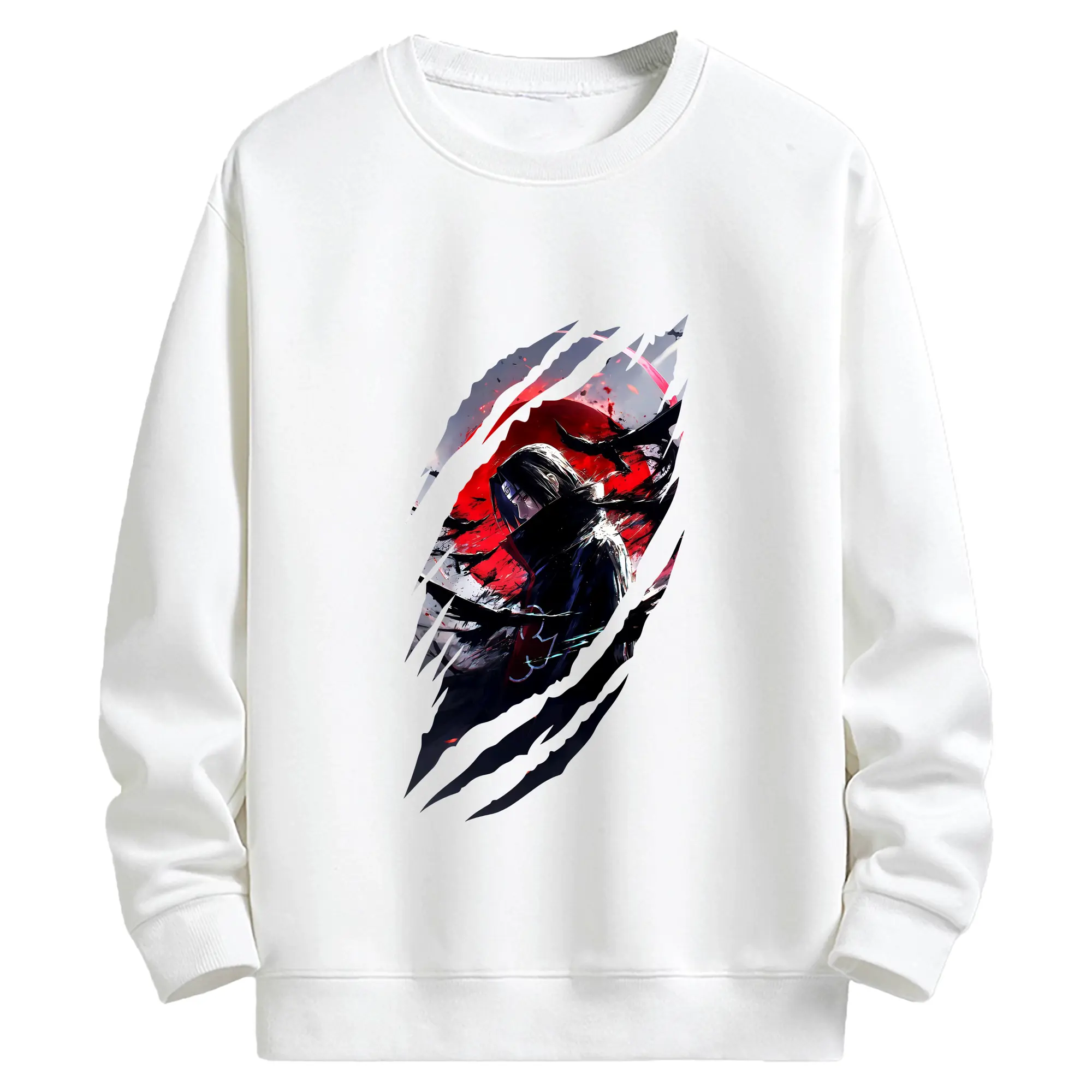 ナルト グッズ うちは イタチ - キッズ クルーネックスウェットシャツ ・ フロントプリント ・ 綿80％ ポリエステル20％ ・ 快適 通学 スポーツ 日常使い お散歩用