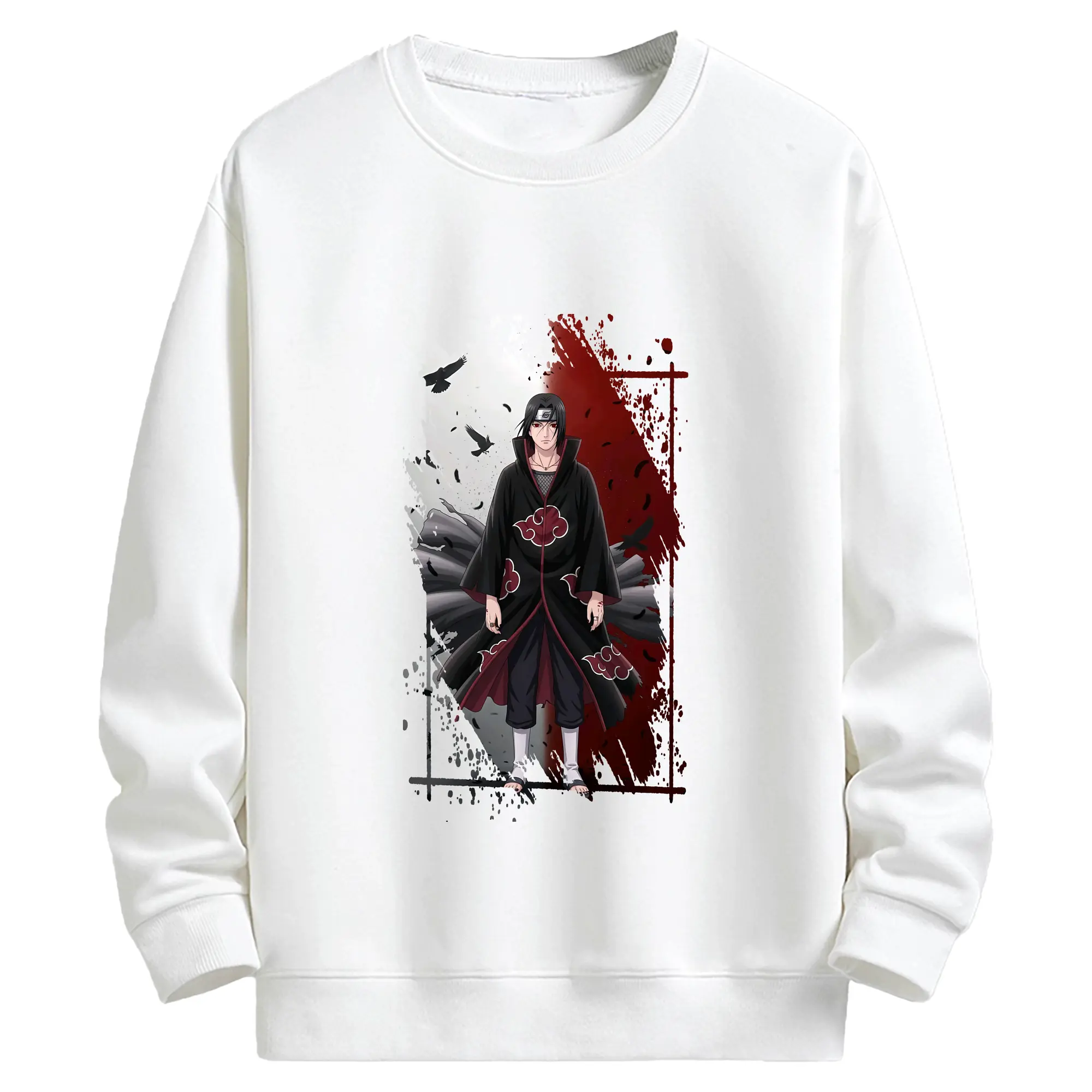 ナルト グッズ うちは イタチ - キッズ クルーネックスウェットシャツ ・ フロントプリント ・ 綿80％ ポリエステル20％ ・ 快適 通学 スポーツ 日常使い お散歩用