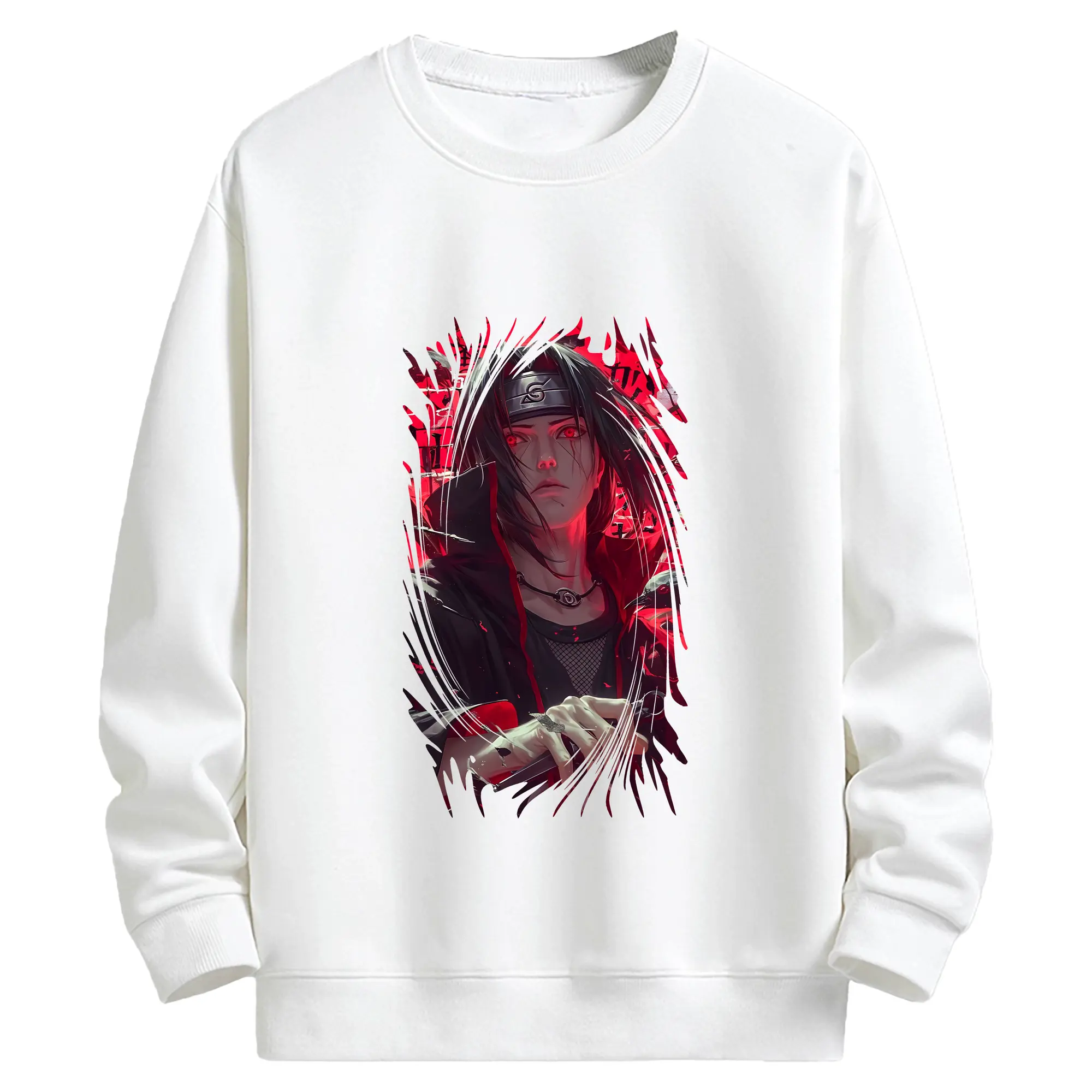 ナルト グッズ うちは イタチ - キッズ クルーネックスウェットシャツ ・ フロントプリント ・ 綿80％ ポリエステル20％ ・ 快適 通学 スポーツ 日常使い お散歩用