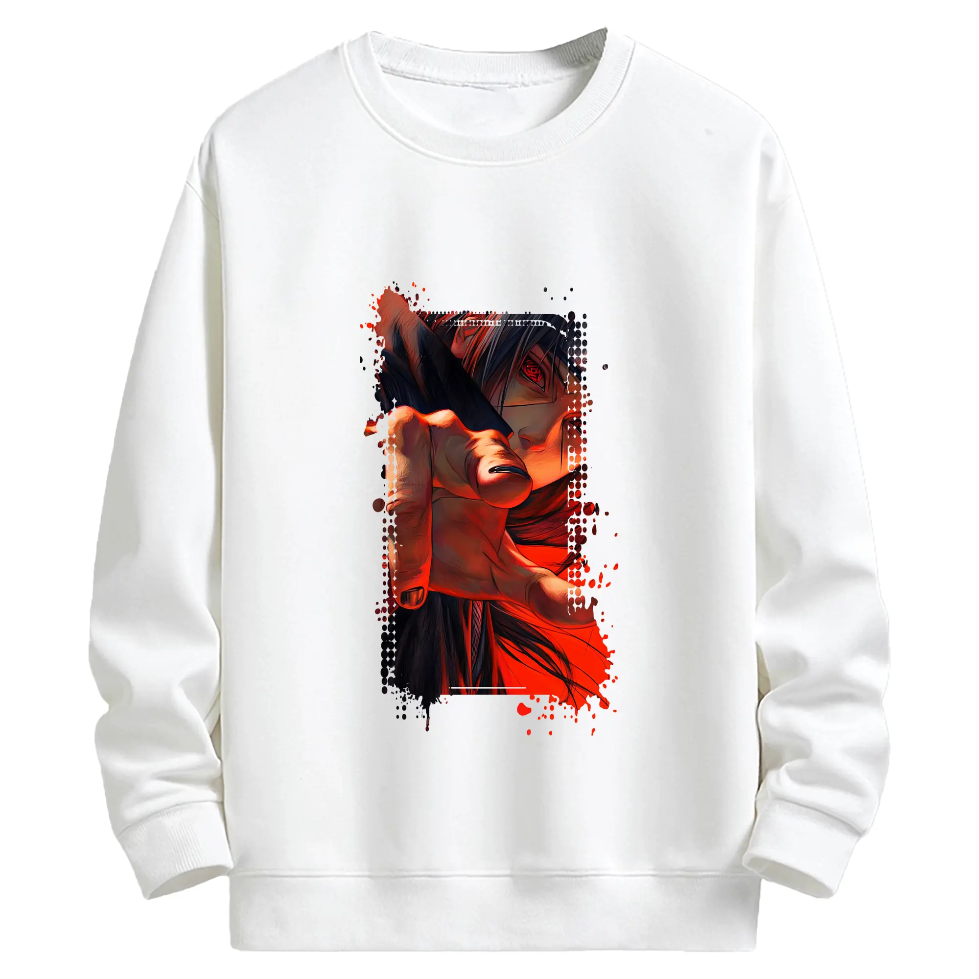 ナルト グッズ うちは イタチ - キッズ クルーネックスウェットシャツ ・ フロントプリント ・ 綿80％ ポリエステル20％ ・ 快適 通学 スポーツ 日常使い お散歩用