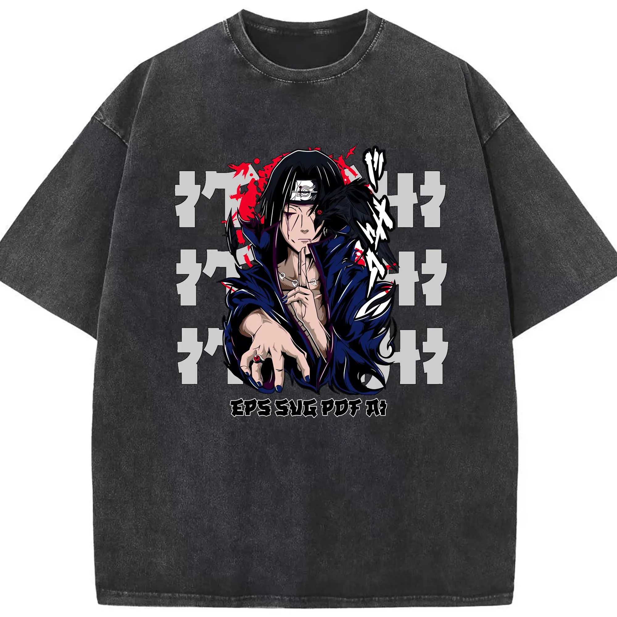 ナルト グッズ うちは イタチ - 綿100％ ヴィンテージ風 半袖Tシャツ ・ フロントプリント ・ 柔らか肌触り ・ 通気性 快適 ・ スポーツ カジュアル 外出用