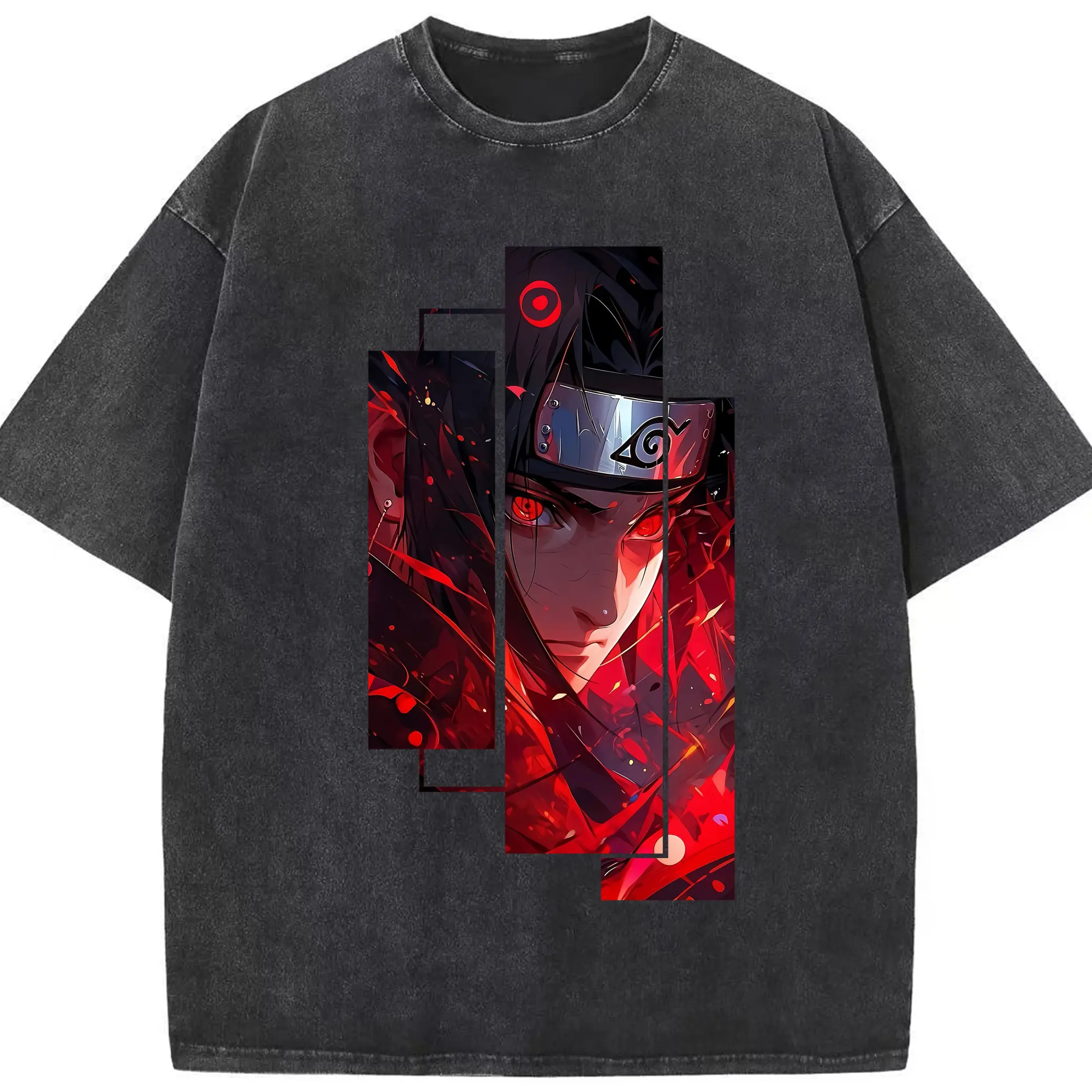 ナルト グッズ うちは イタチ - 綿100％ ヴィンテージ風 半袖Tシャツ ・ フロントプリント ・ 柔らか肌触り ・ 通気性 快適 ・ スポーツ カジュアル 外出用