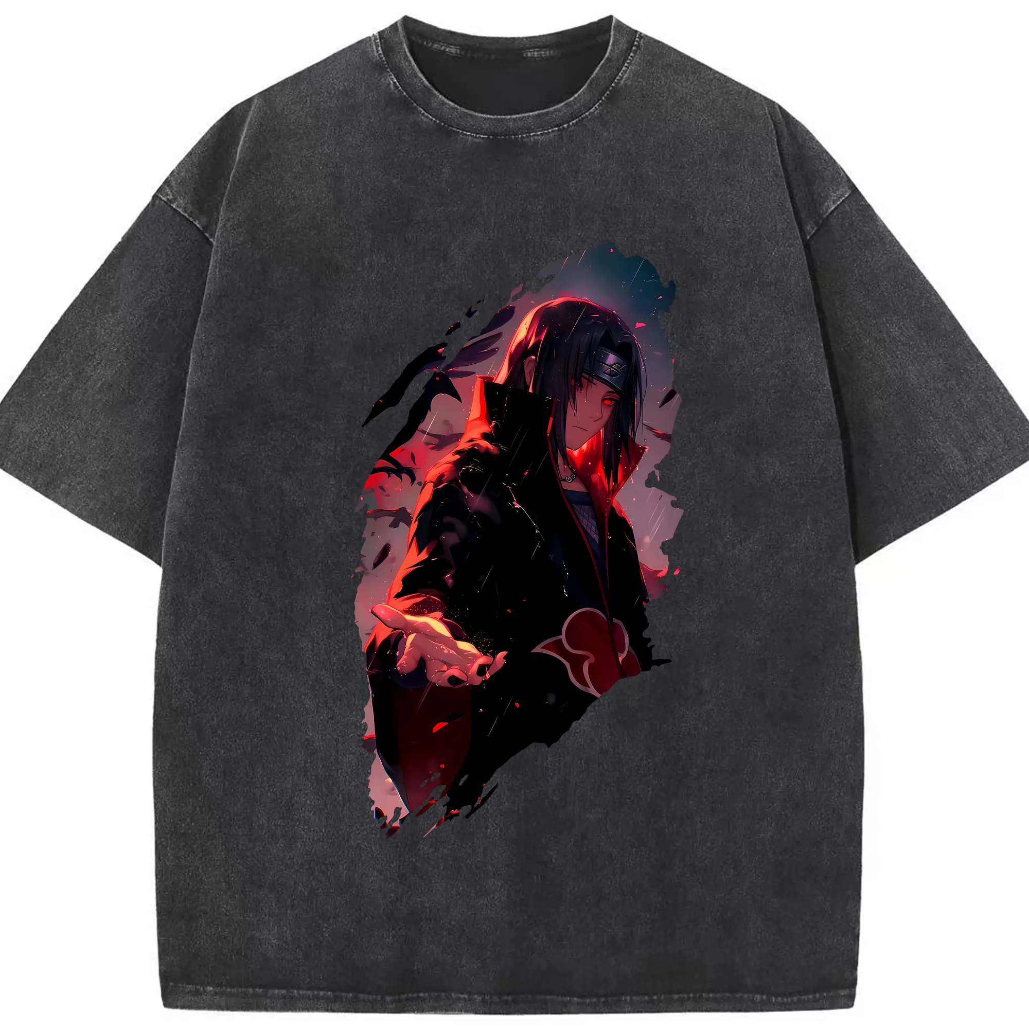 ナルト グッズ うちは イタチ - 綿100％ ヴィンテージ風 半袖Tシャツ ・ フロントプリント ・ 柔らか肌触り ・ 通気性 快適 ・ スポーツ カジュアル 外出用