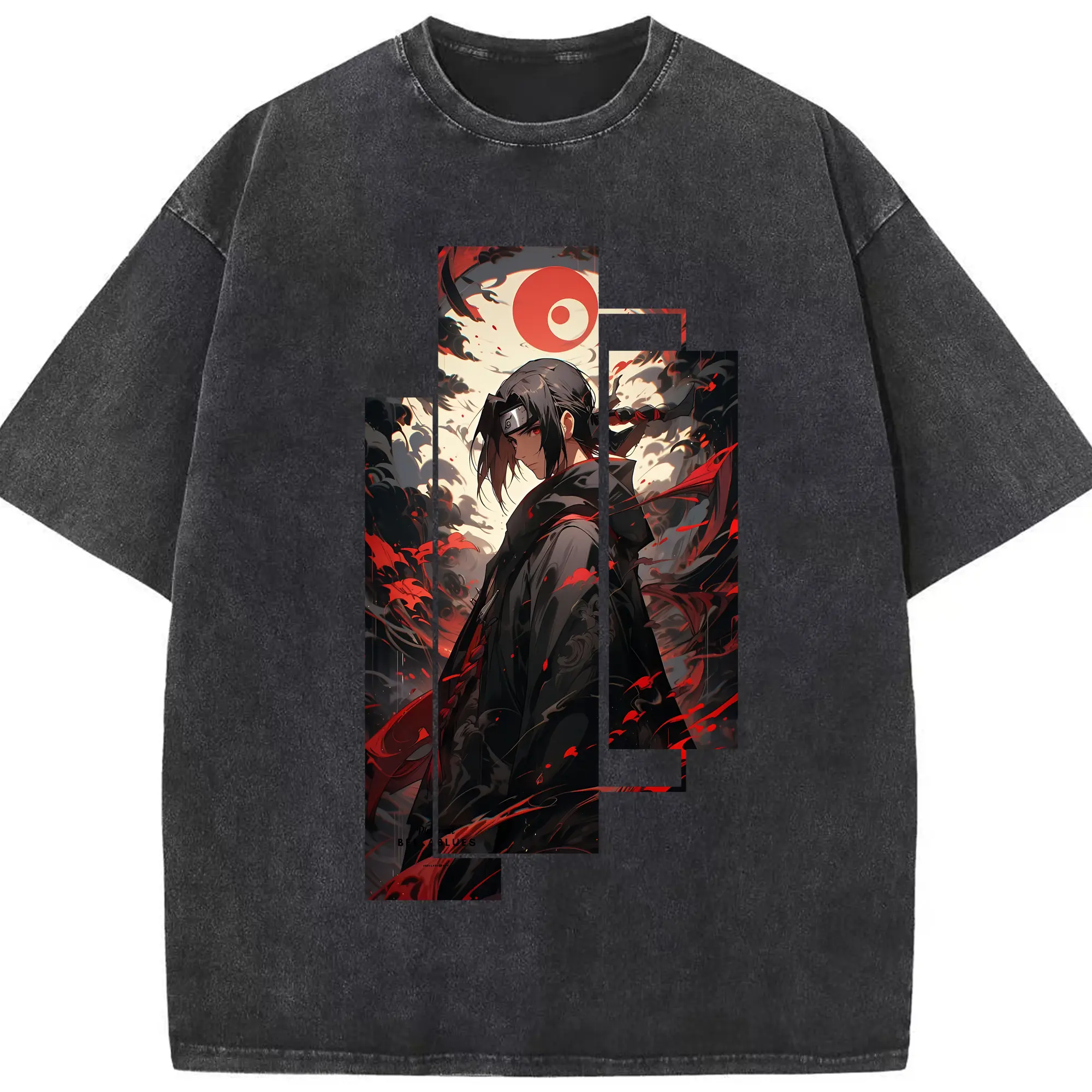 ナルト グッズ うちは イタチ - 綿100％ ヴィンテージ風 半袖Tシャツ ・ フロントプリント ・ 柔らか肌触り ・ 通気性 快適 ・ スポーツ カジュアル 外出用